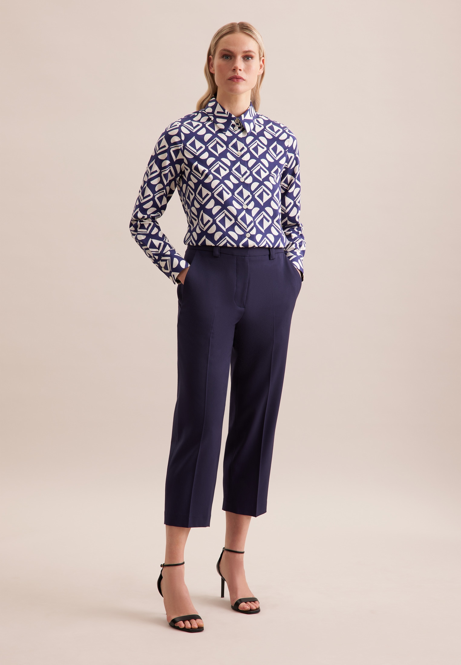 seidensticker Hemdbluse »Schwarze Rose«, Langarm Kragen Geometrische Muster