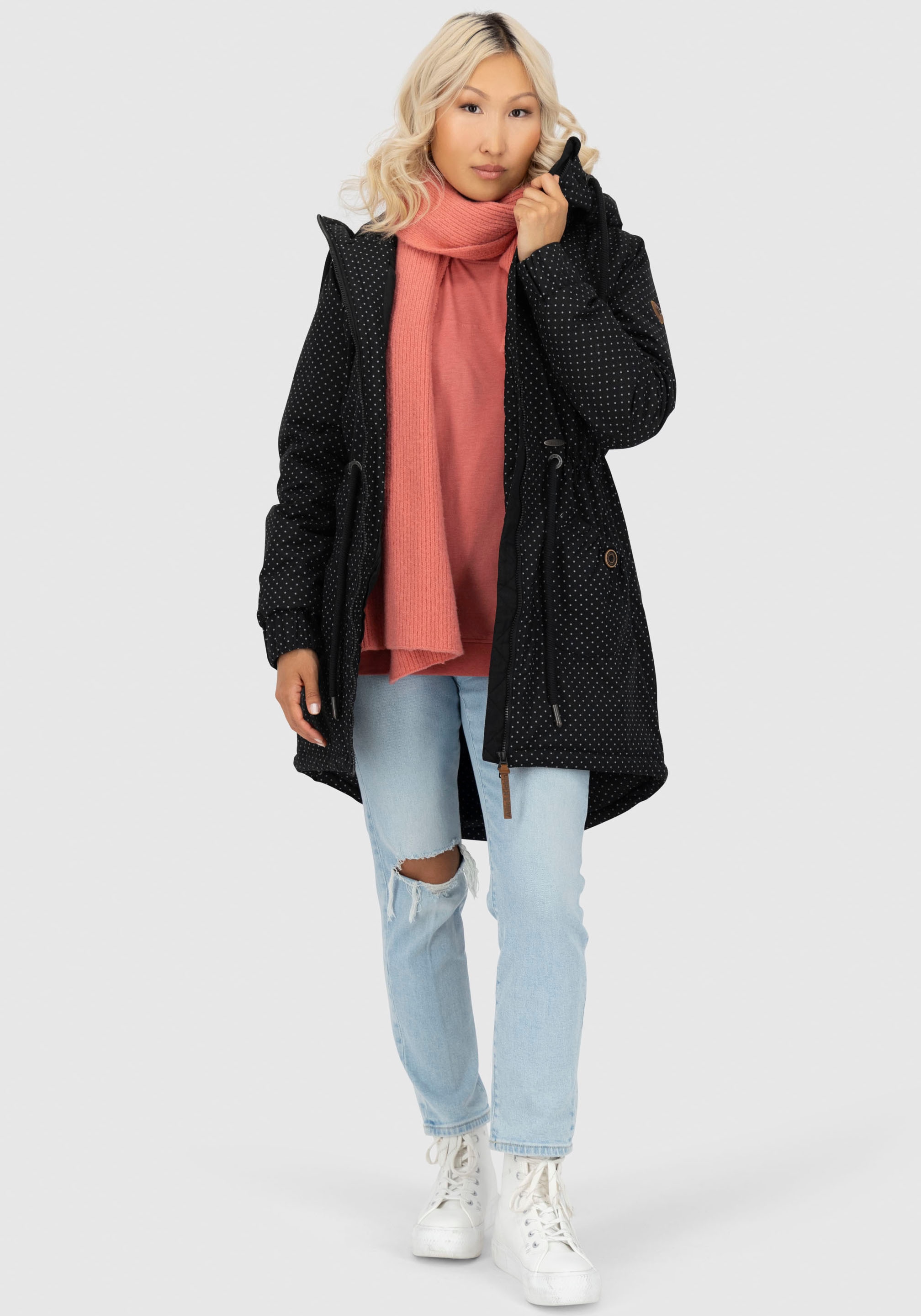 Alife & Kickin Outdoorjacke »CHARLOTTEAKB« mit Kapuze gefütterter Parka, Kapuzenjacke durch Bindeband tailliert