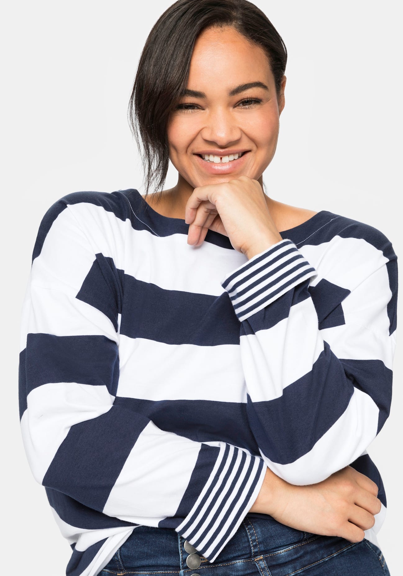 SHEEGO Langarmshirt Damen Blau 48/50 2