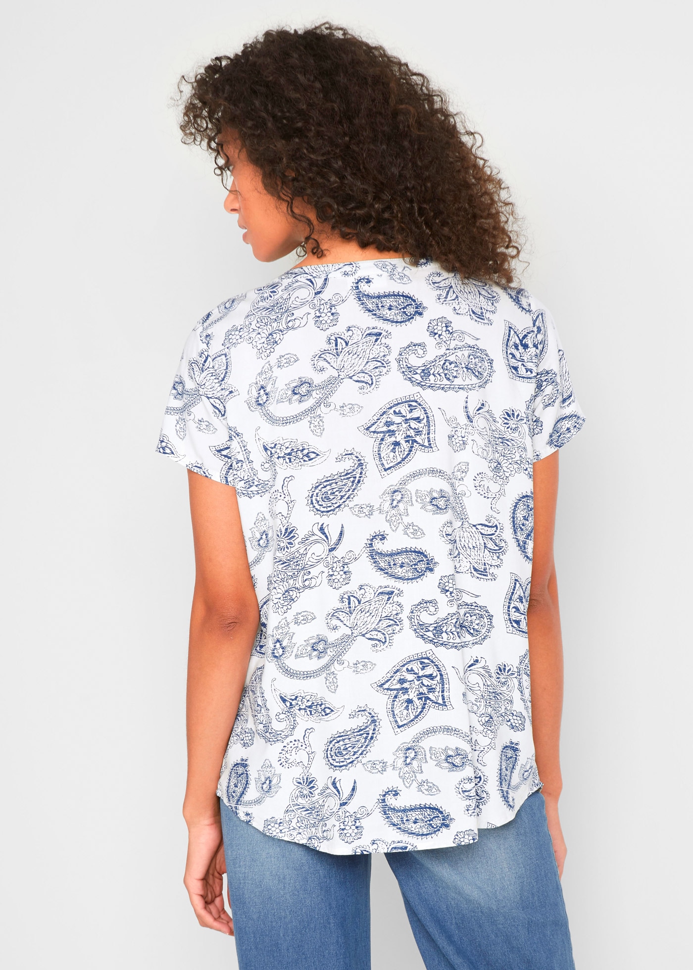 bonprix Kurzarmbluse taillierte Passform, für warme Tage, aus Viskose