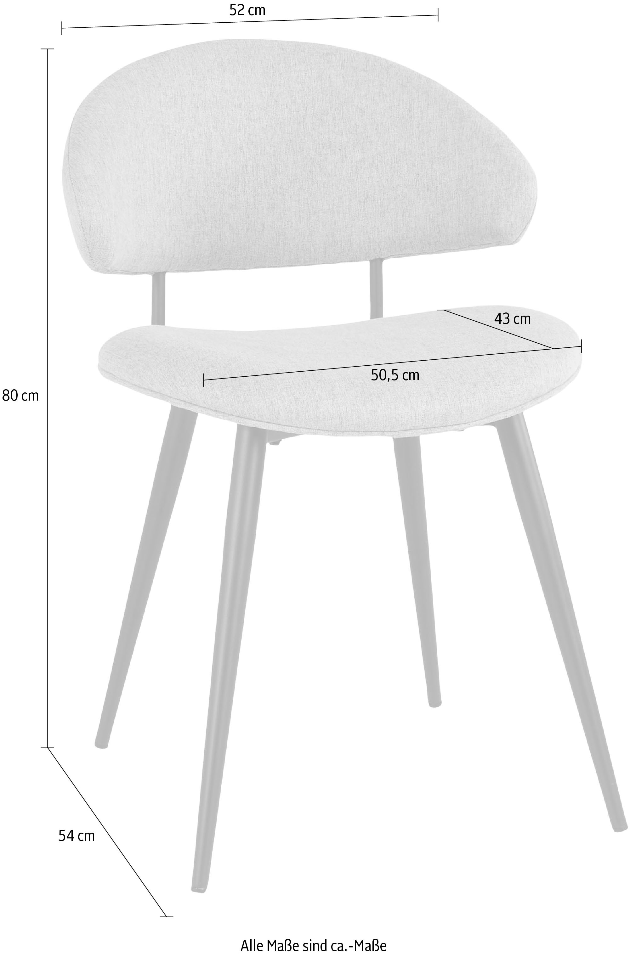 Homexperts Esszimmerstuhl, (Set), 2 St., Webstoff, Webstoff, Schwarz Eisenfüße, B 52 T 54 H 80 cm, Ohne Armlehne