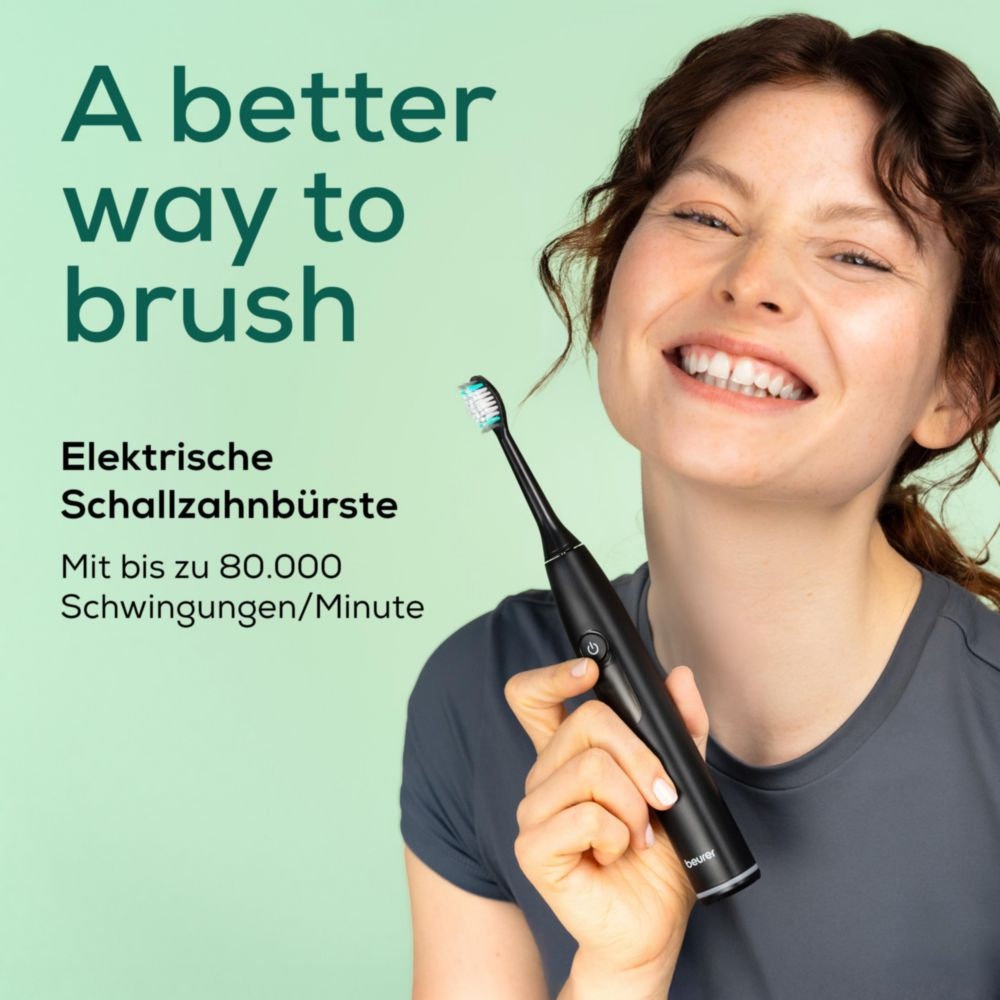 BEURER Elektrische Zahnbürste »SC 50«, 2 St. Aufsteckbürsten, Mit Andrucksensor, 80.000 Schwingungen/Min und 2-Minuten Timer