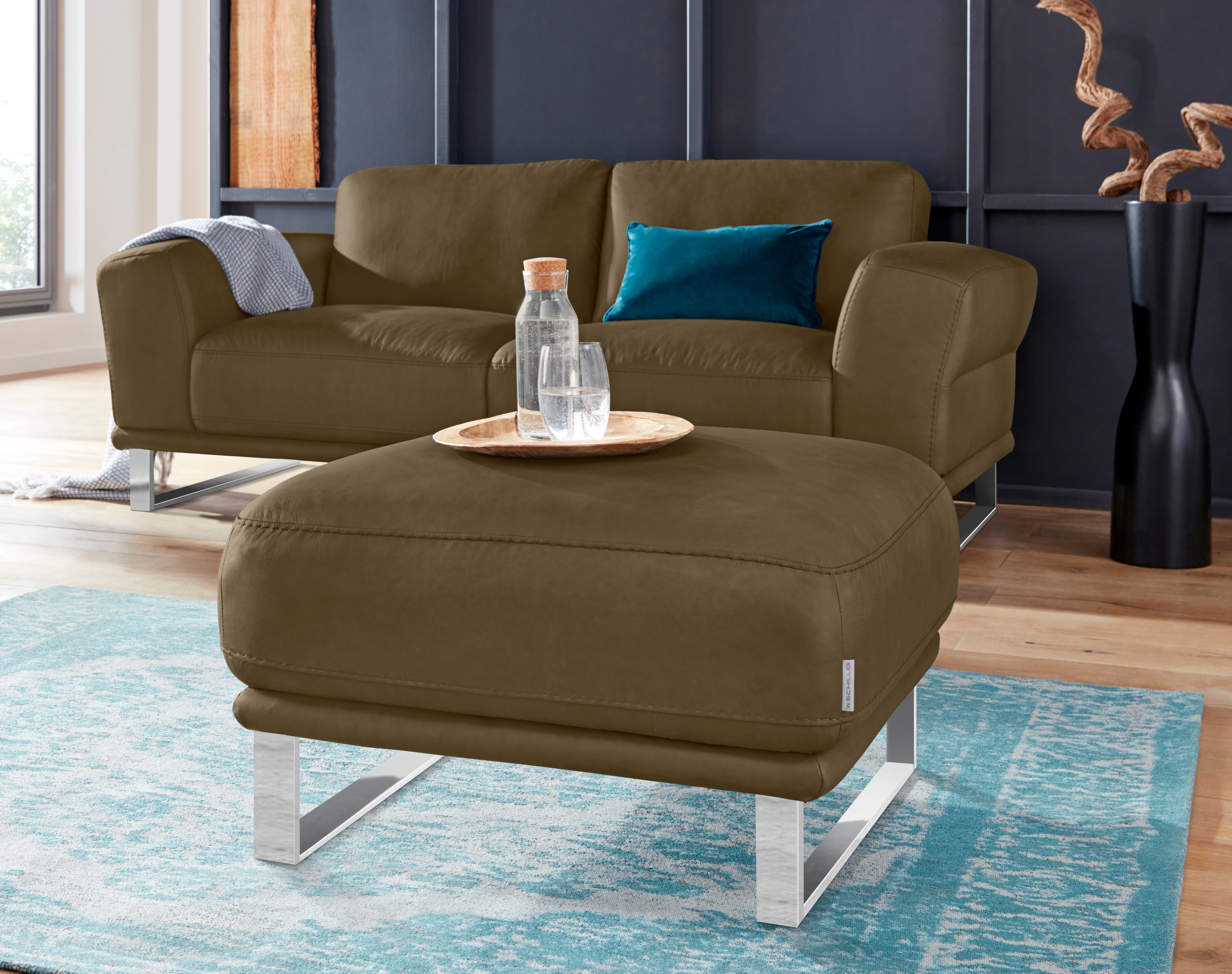 W.SCHILLIG Hocker "montanaa" mit Metallkufen in Chrom glänzend, Breite 71 cm