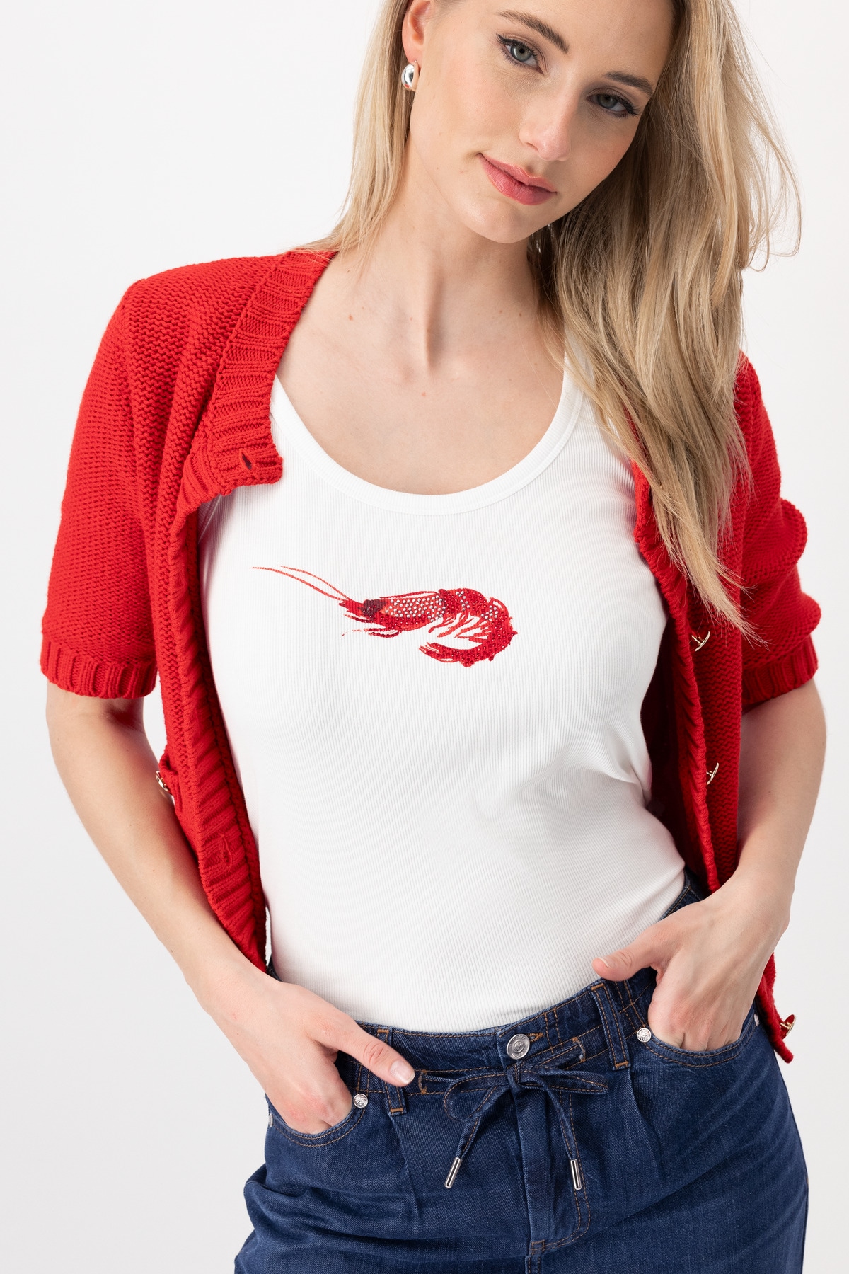 Monari Tanktop »Top Shrimp«, Mit tiefem Rundhalsausschnitt