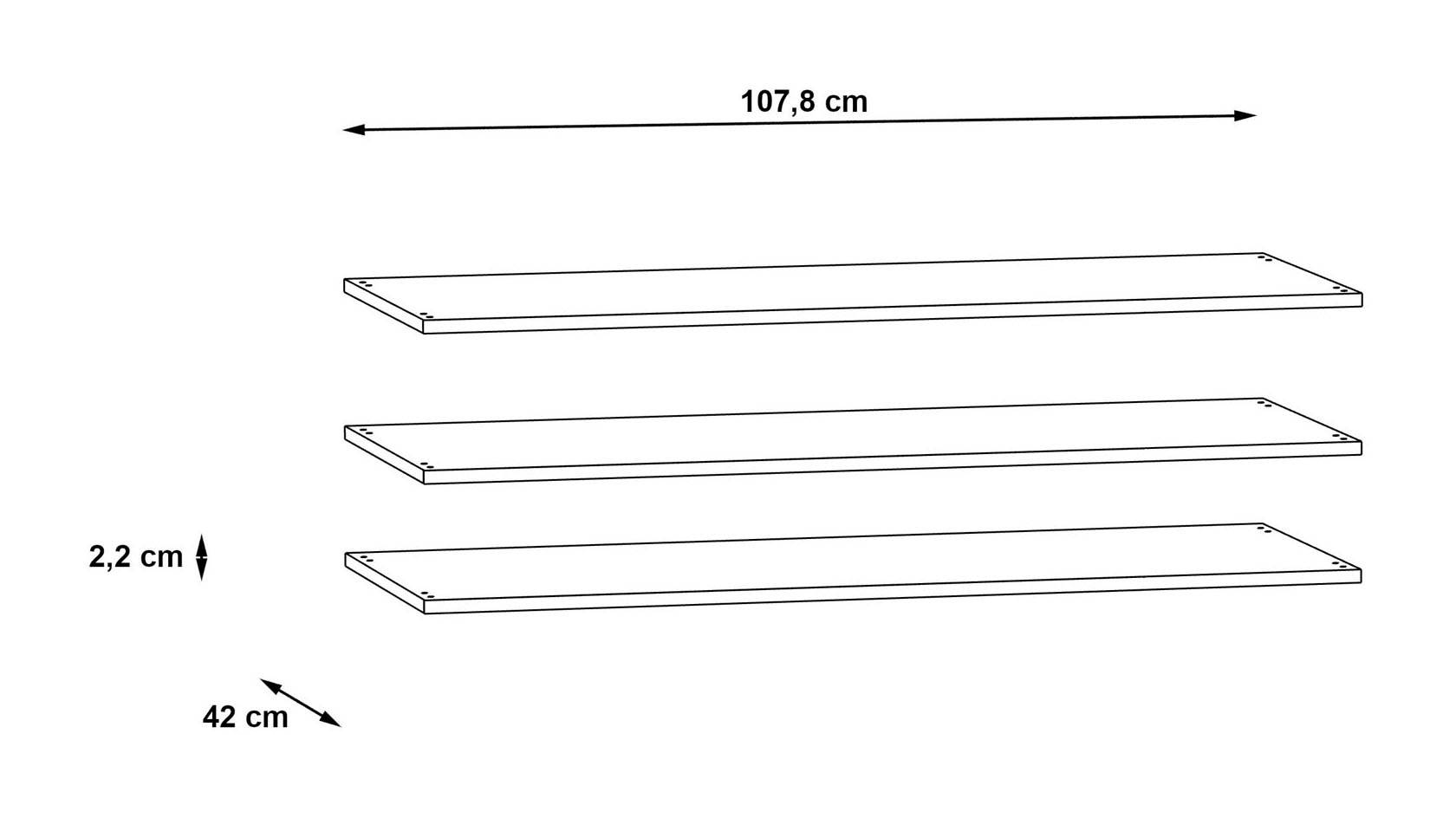 FORTE Einlegeboden, 3er- Set, Breite 107,8 cm