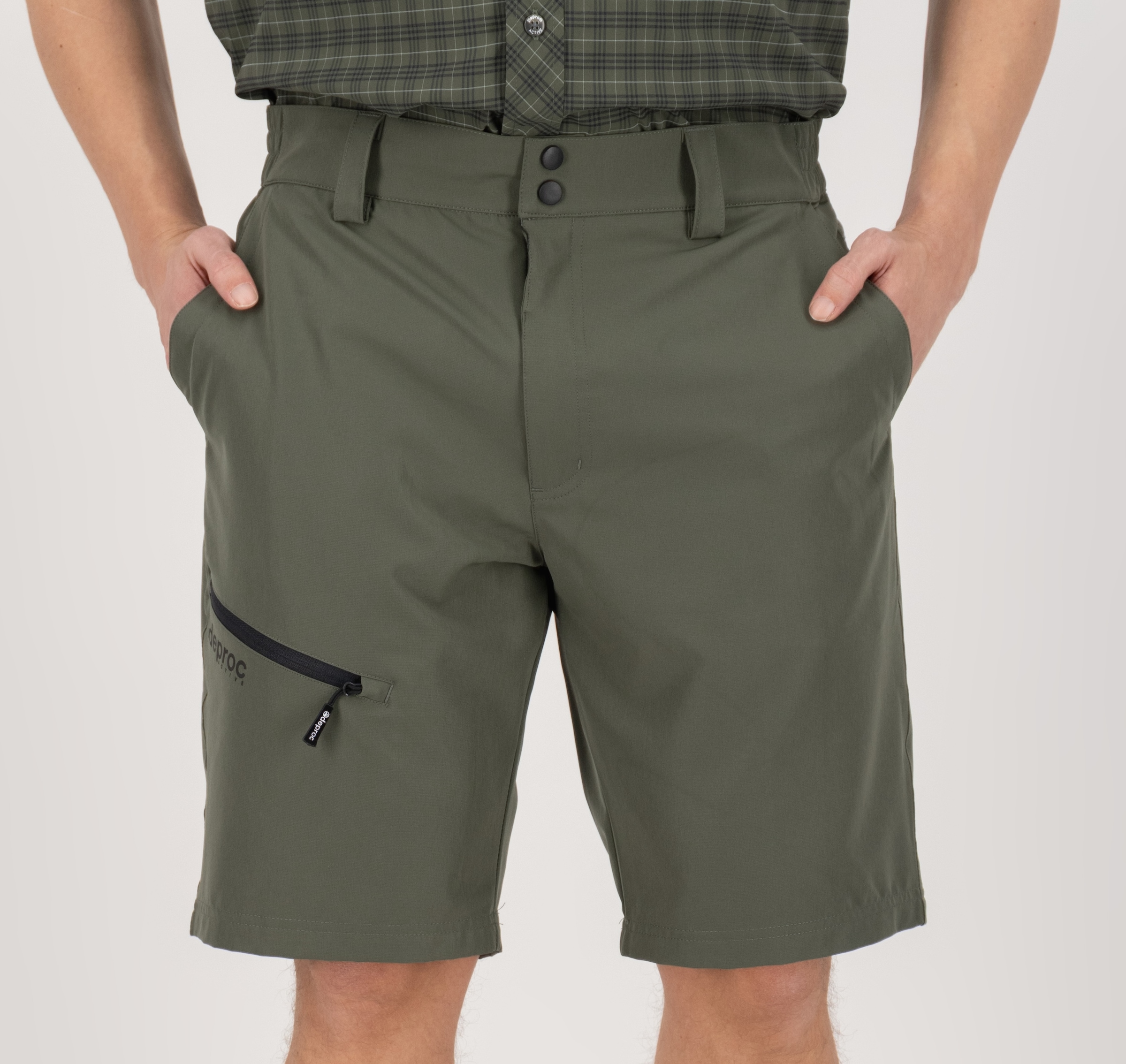 "Shorts DEPROC ACTIVE ""KENTVILLE V Full Stretch Short"", Herren, Gr. XXL, Normalgrößen, grün (olive), Web, 92% Polyester. 8% Elasthan, regular fit