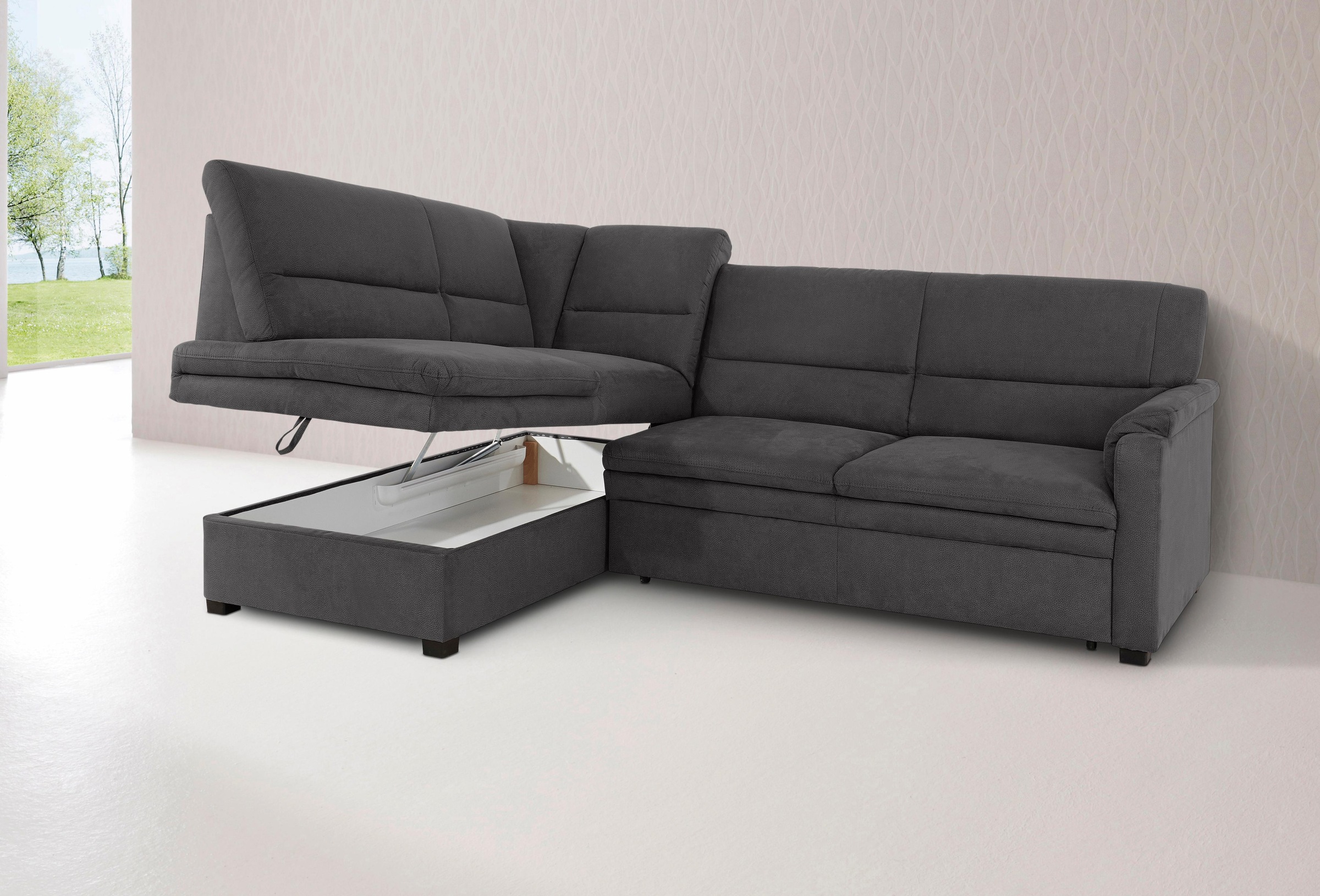 sit&more Ecksofa »Pisa L-Form«, mit Federkern, wahlweise mit Bettfunktion