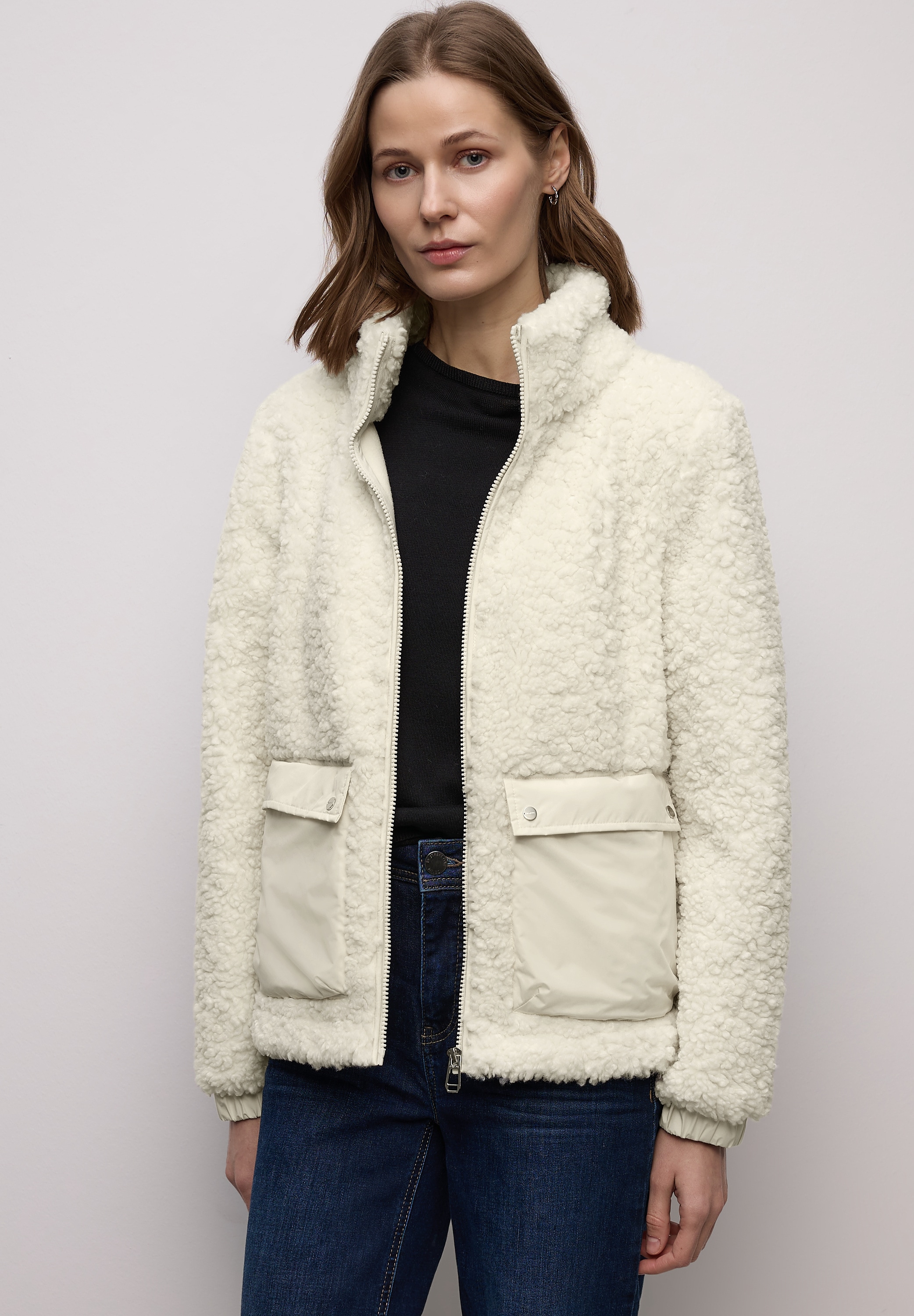 STREET ONE Fellimitatjacke ohne Kapuze mit aufgenähten Taschen günstig online kaufen