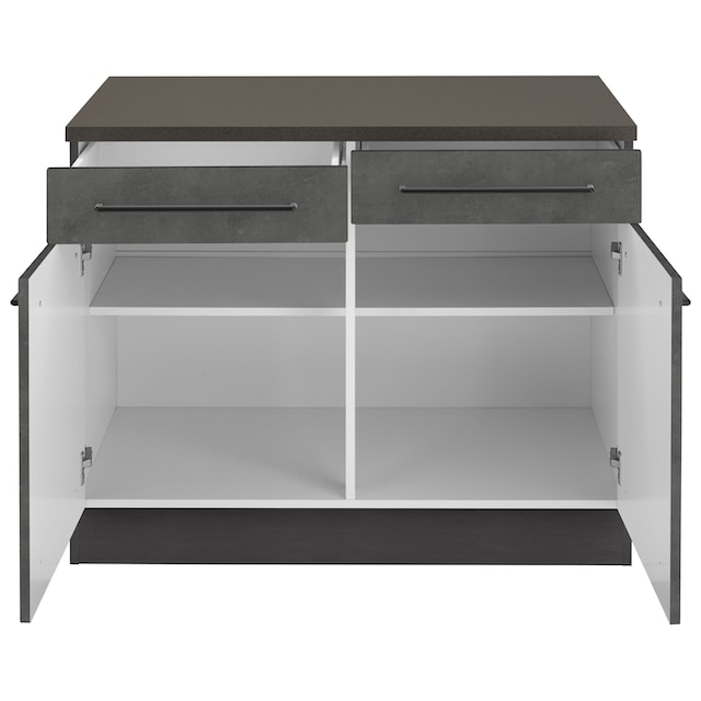 HELD MÖBEL Unterschrank »Tulsa«, 100 cm breit, 2 Schubkästen, 2 Türen, schwarzer  Metallgriff, MDF Front | BAUR