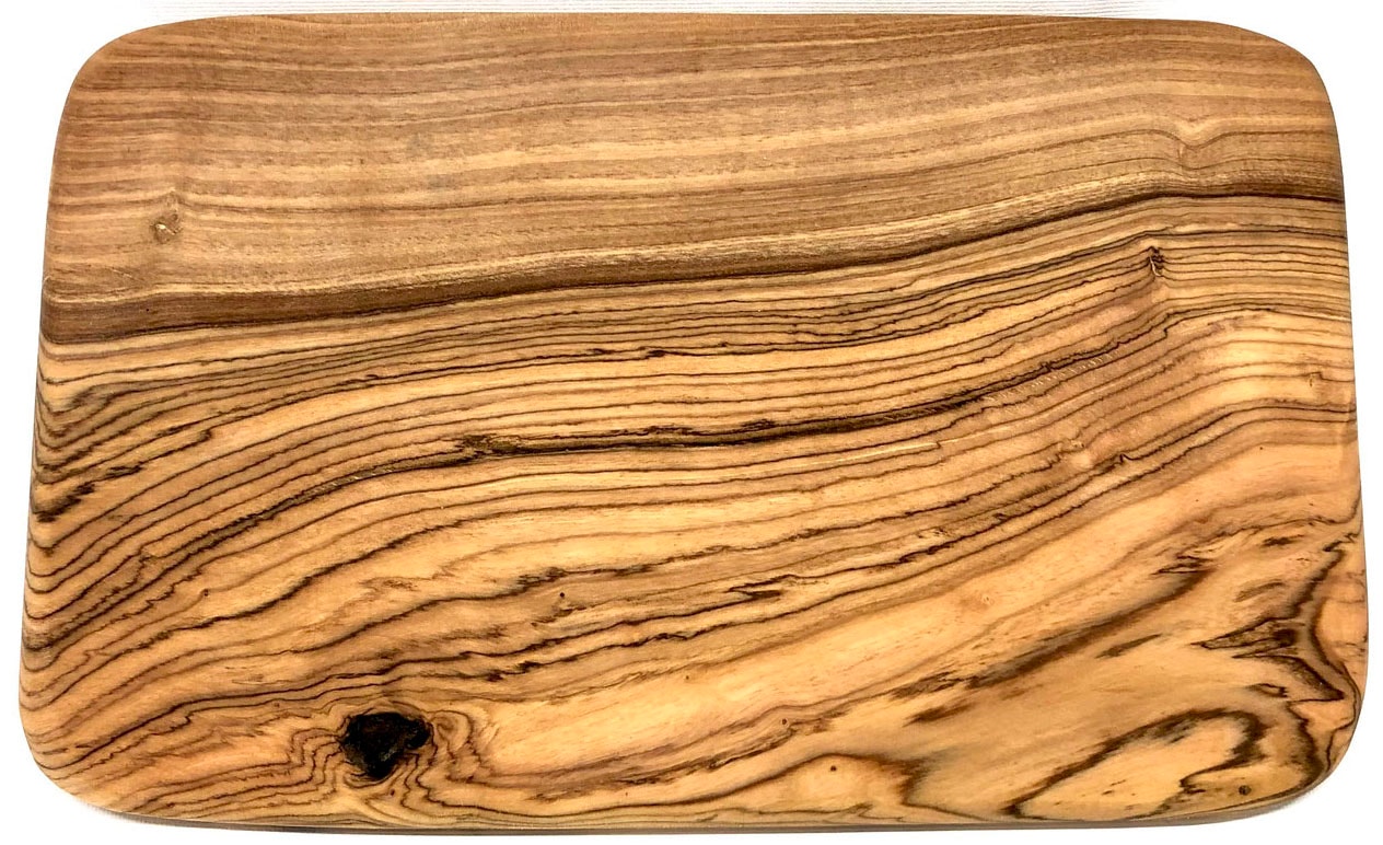 Olivenholz-erleben Frühstücksbrett »mit abgerundeten Ecken aus hochwertigem naturbelassenem Olivenholz«, (Set, 4 St., 4x Frühstücksbrett runde Kanten), Mediterraner Look, abgerundete Ecken, je Gr. 22x14 cm