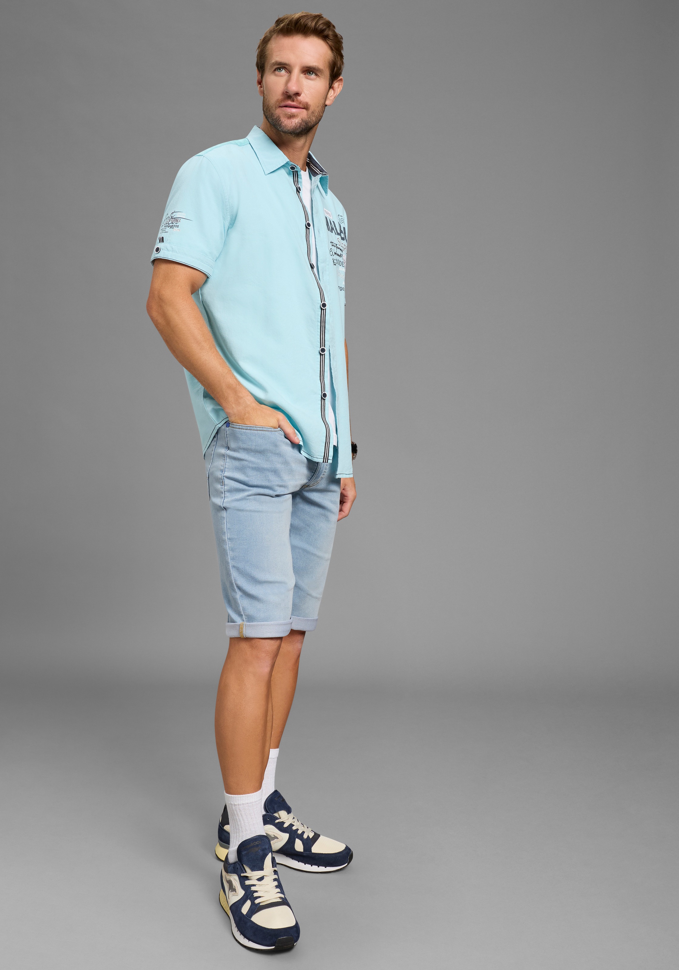 KangaROOS Herren Kurzarmhemd Aqua Größe XL 3
