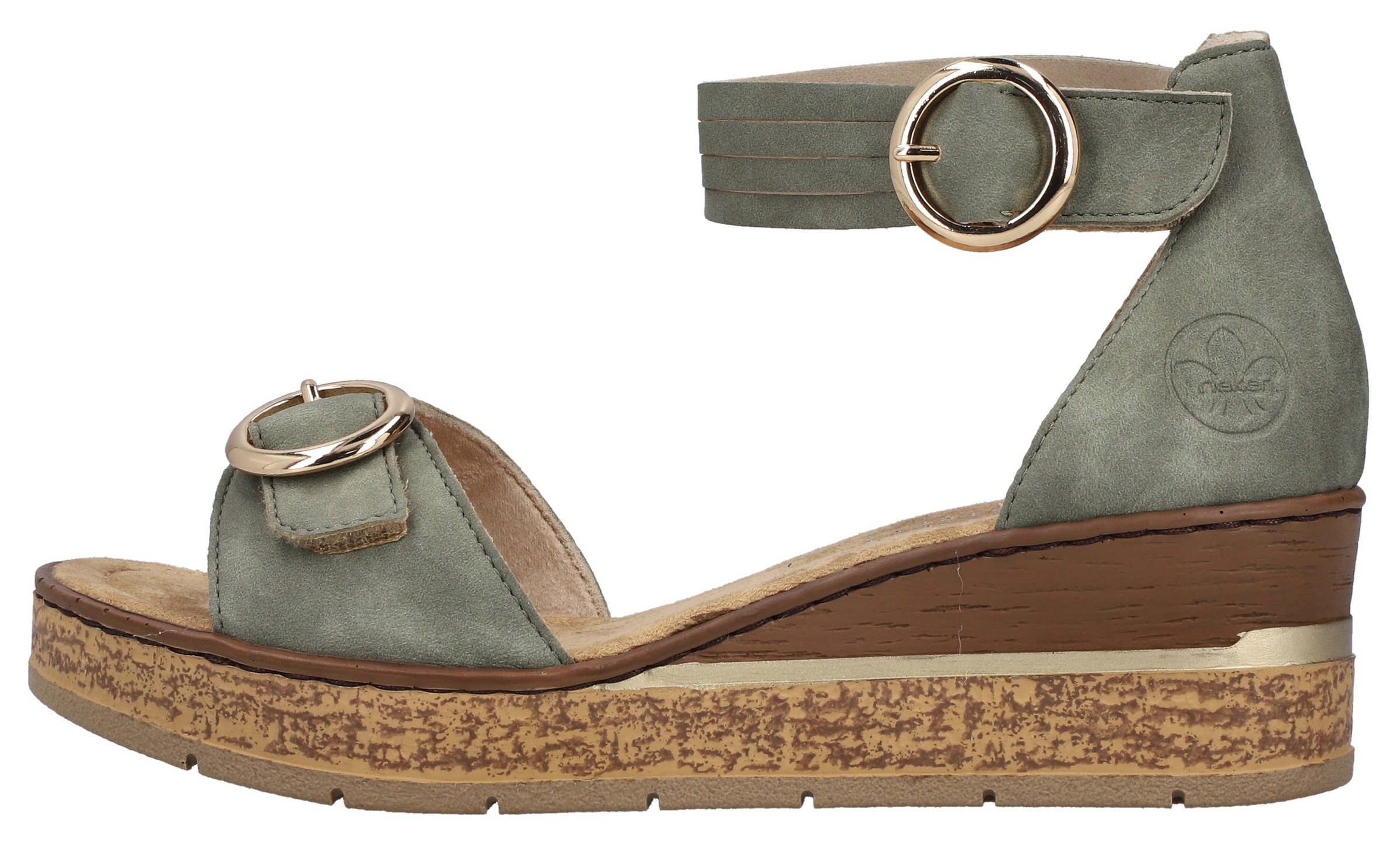 Rieker Keilsandalette  Sommerschuh, Urlaubsschuh, Sandale mit trendy Fesselriemchen