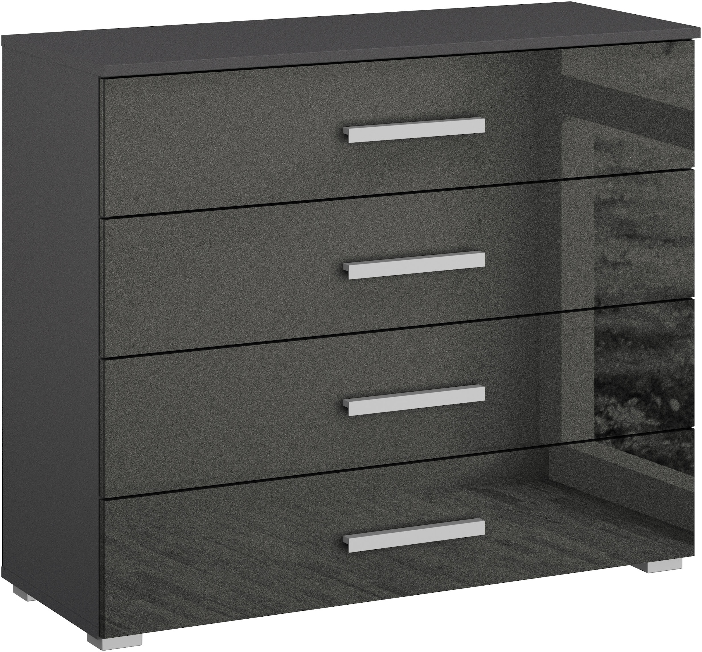 rauch Schubkastenkommode "Sideboard Kommode Schubkastenkommode KOLUNA mit Hochglanzfront" Breite 80 cm mit moderner Dekorfront, vier große und geräumige Schubladen mit viel Stauraum MADE IN GERMANY