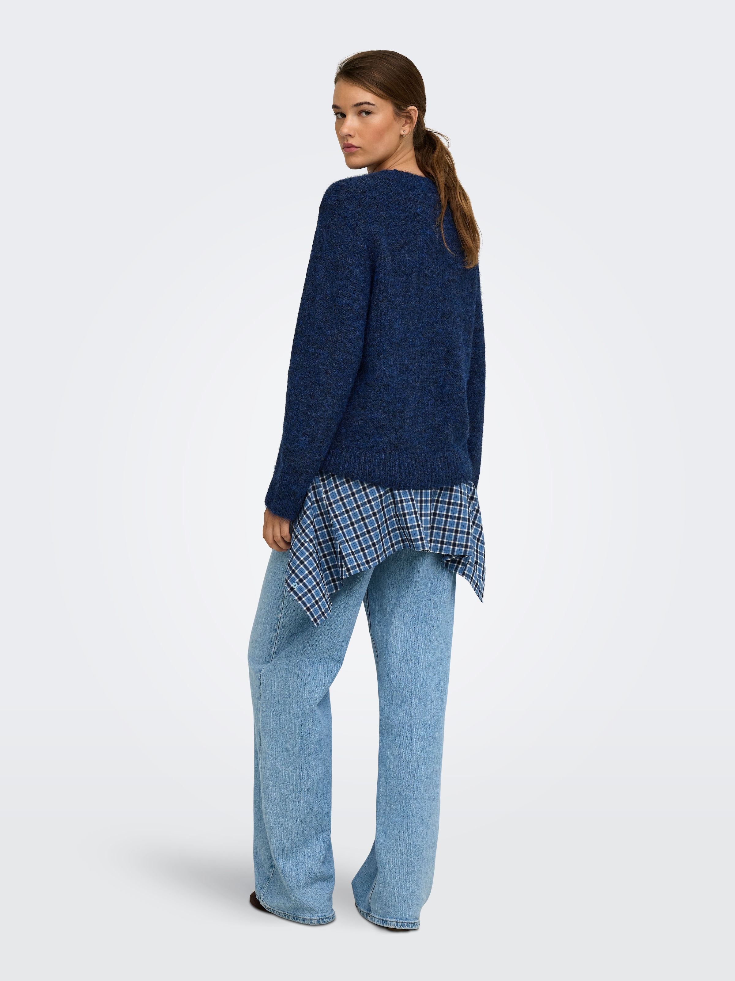 ONLY Strickpullover »ONLSAHERI LS O-NECK KNT« Materialmix, loose fit