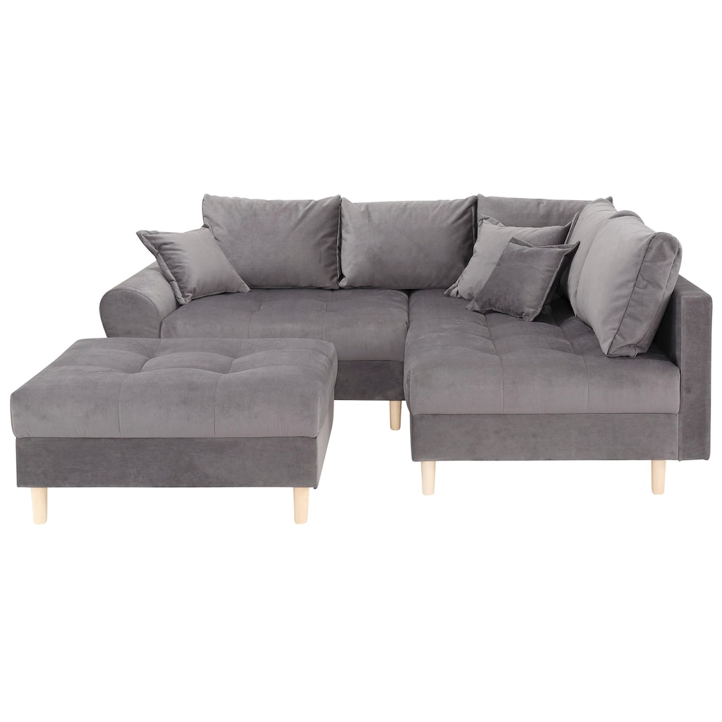 Home affaire Ecksofa »Rice«, (Set, mit Hocker)