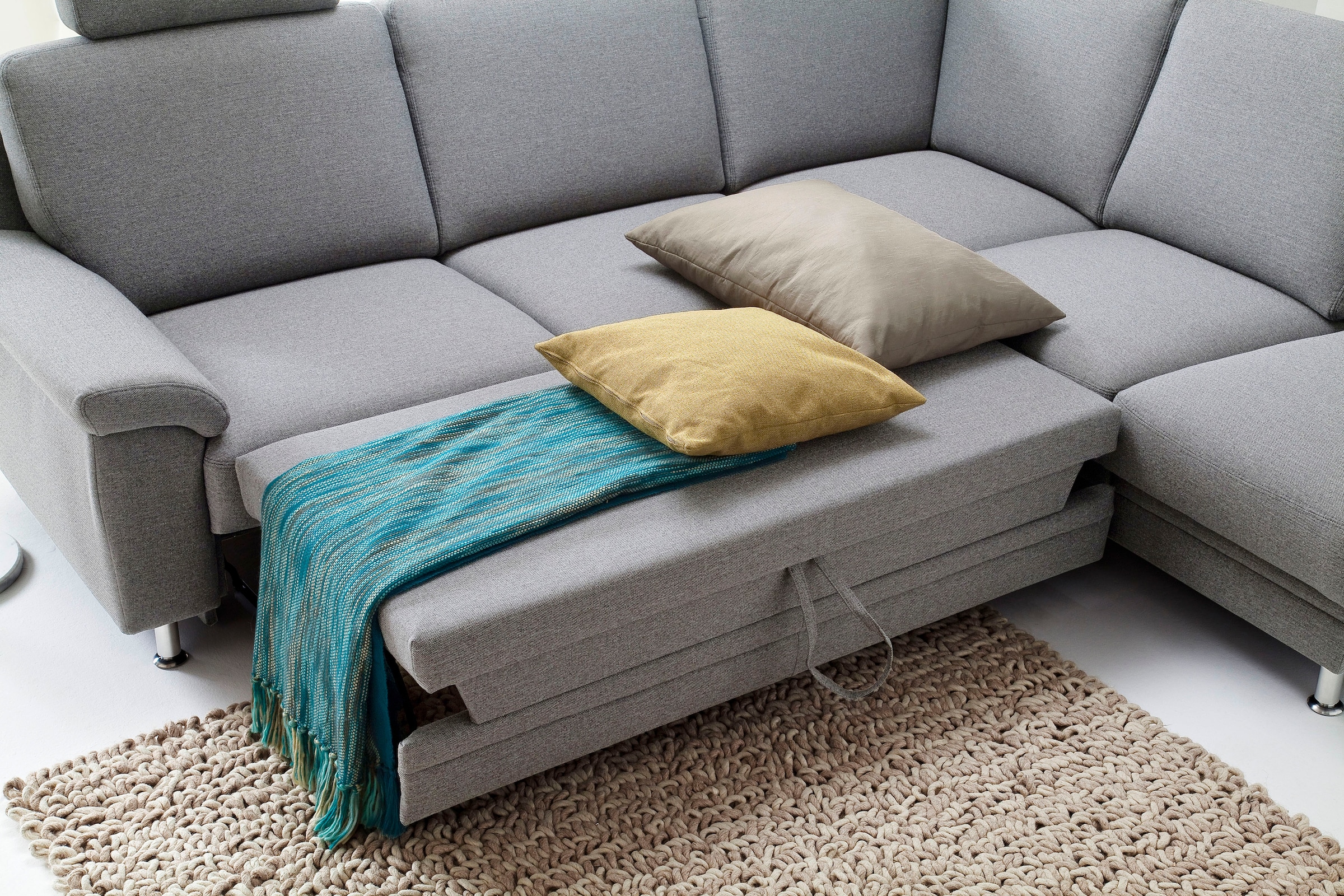 3C Carina Ecksofa »Korfu L-Form«, incl.- 1 Kopfstütze, wahlweise mit Schlafunktion und Stauraum