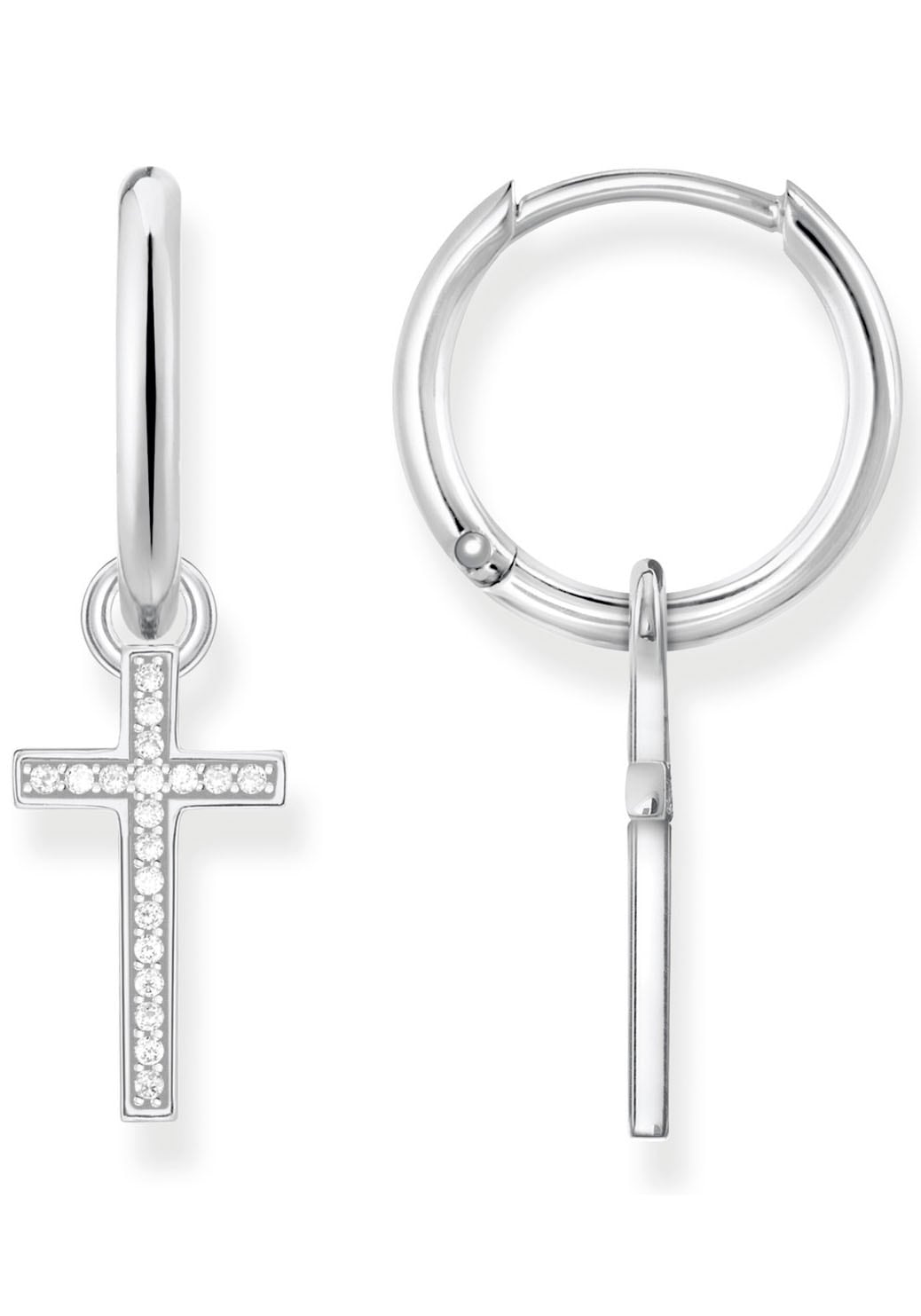 THOMAS SABO Paar Creolen »Kreuz, CR622-051-14«, mit Zirkonia (synth.) - Einhänger abnehmbar