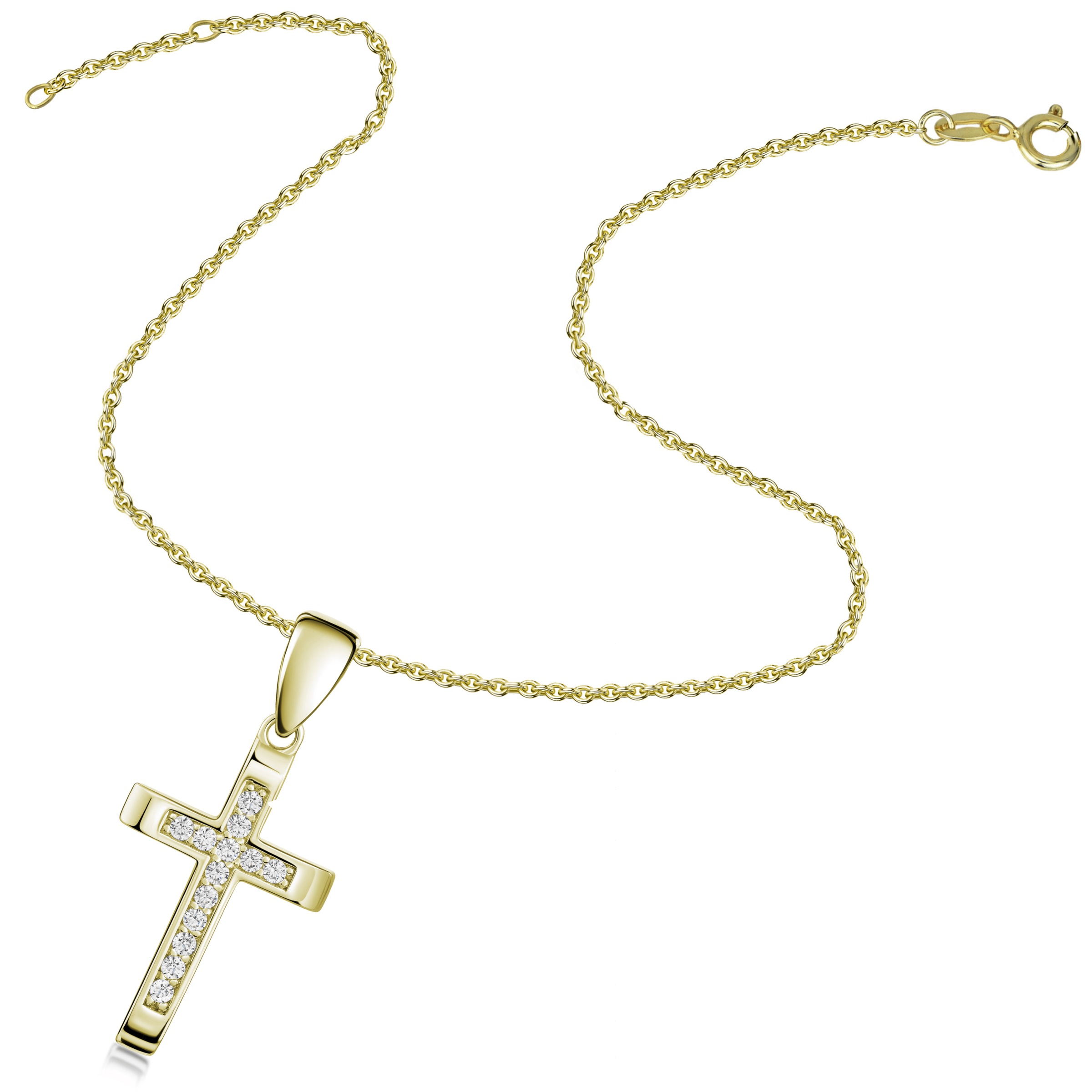 Firetti Kette mit Anhänger »Schmuck Geschenk Silber 925 Halsschmuck Kreuz-Design« Made in Germany - mit Zirkonia (synth.)