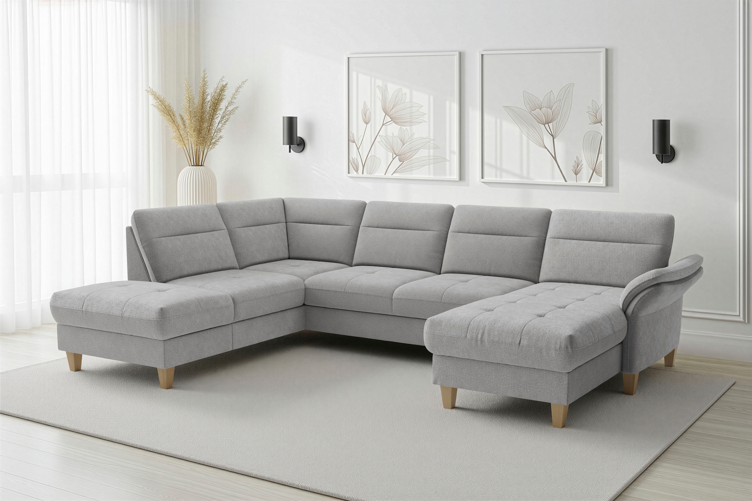 sit&more "Pamela U-Form, B: 292 cm, optional Schlaffunktion & Bettkasten" mit Federkern