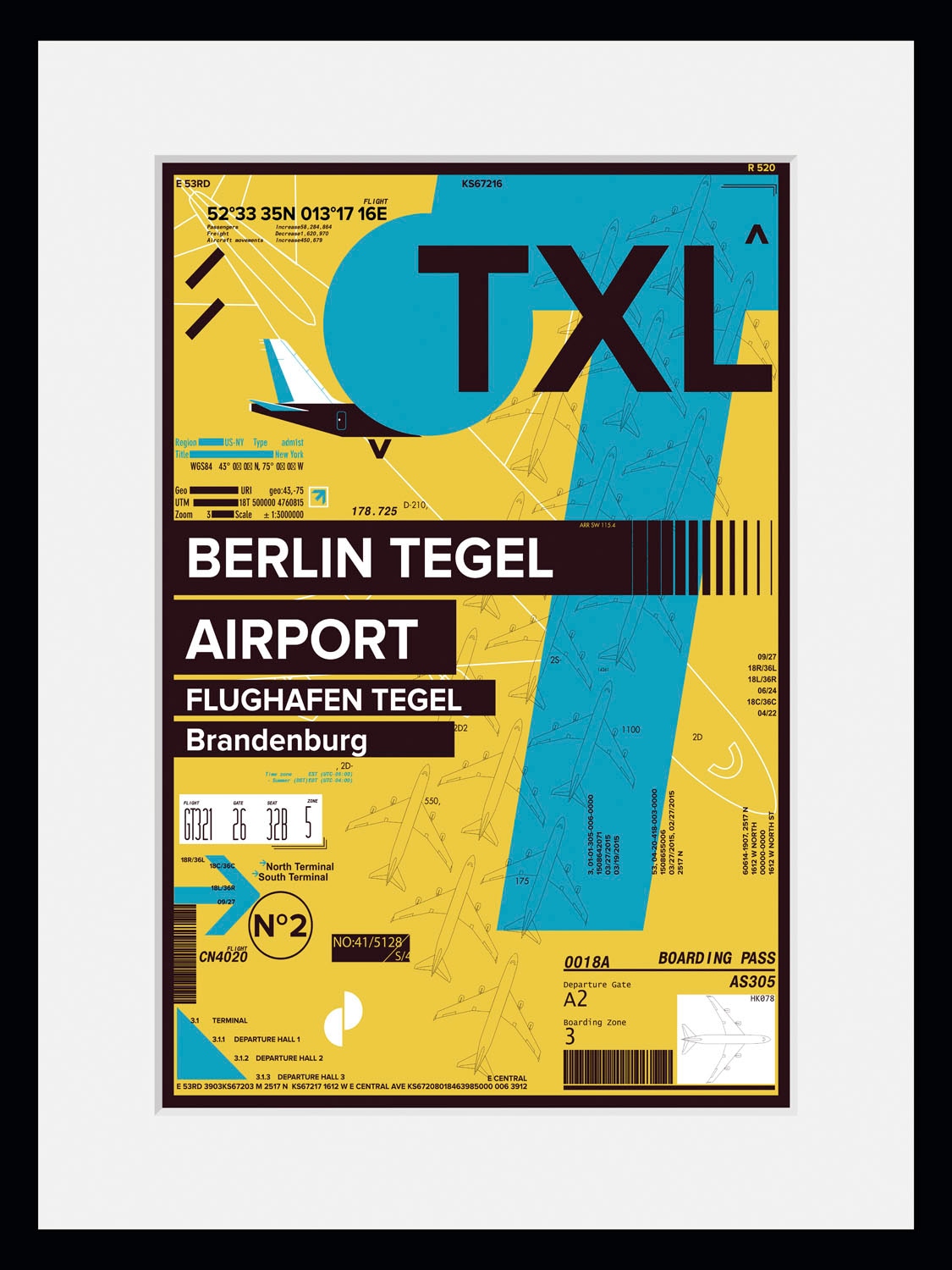 queence Bild »TXL AIRPORT«, Flugzeuge-Magazincover-Berlin-Deutschland, (1 St.), HD Premium Poster-Druck inkl. Holzrahmen