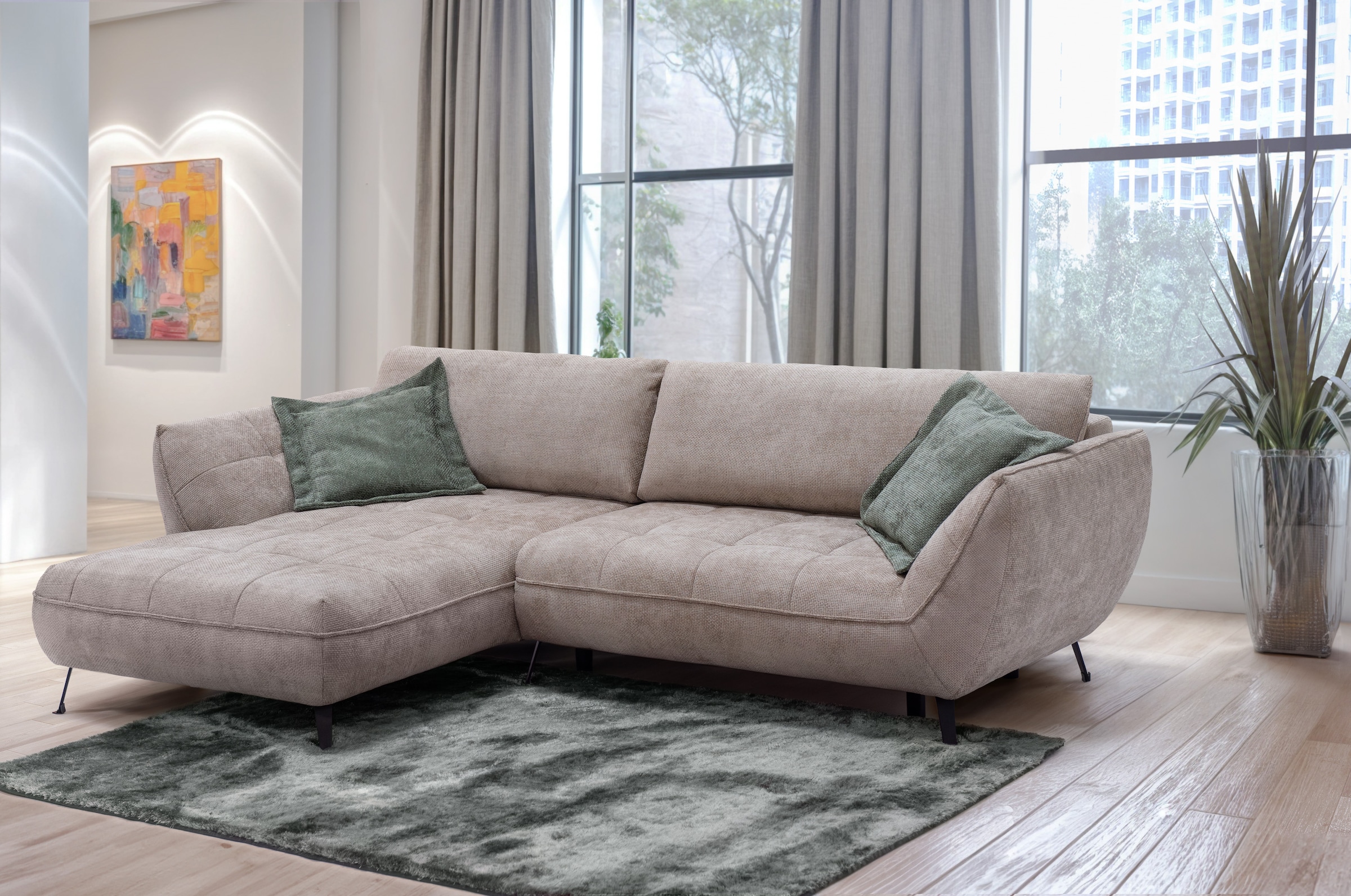 exxpo - sofa fashion Ecksofa "Samoa, bequem&modern, mit Easy-Lift-Bettfunkt günstig online kaufen