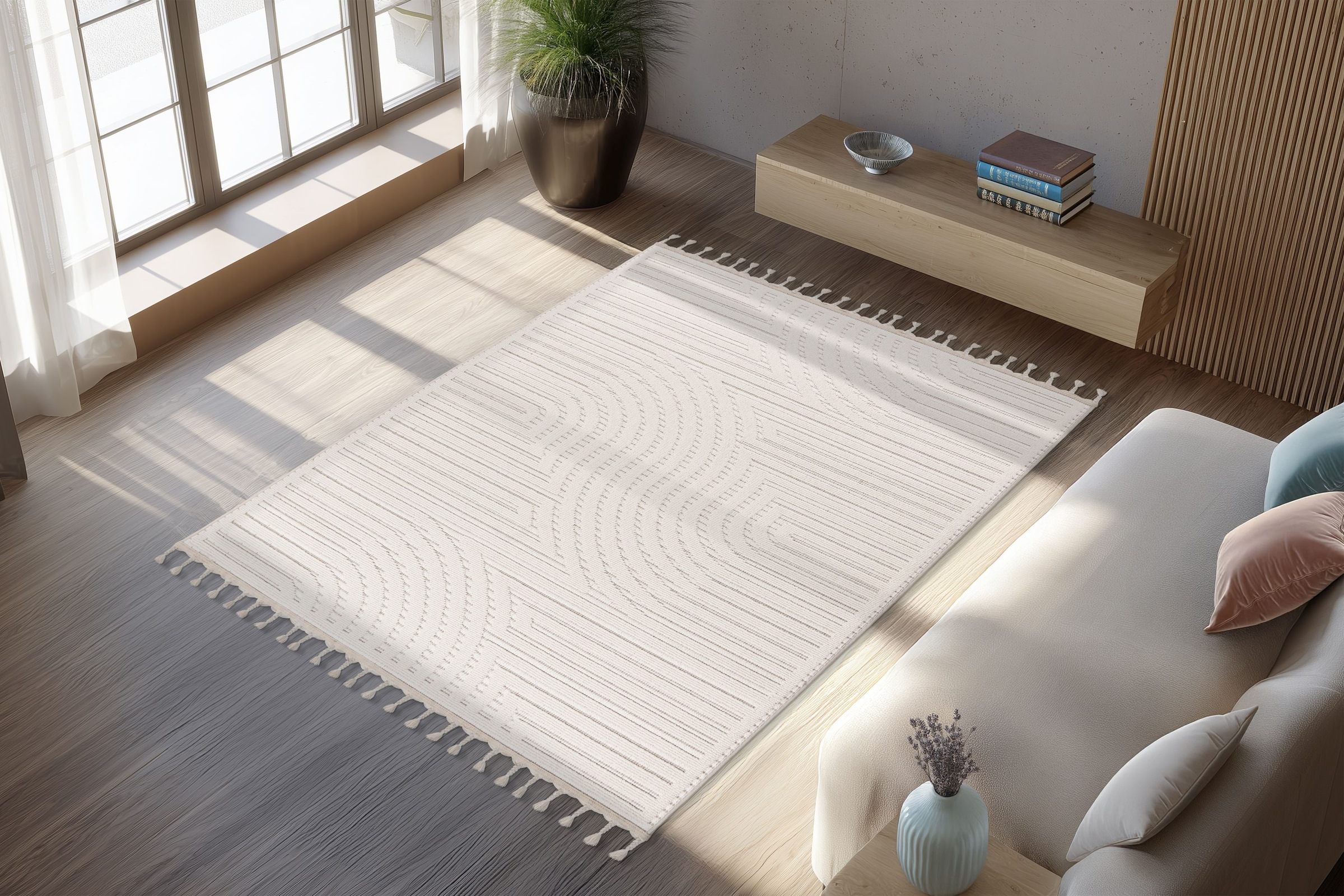 Kayoom Teppich "Reef 225" rechteckig 9 mm Höhe Kurzflor, Struktur, mit Fran günstig online kaufen