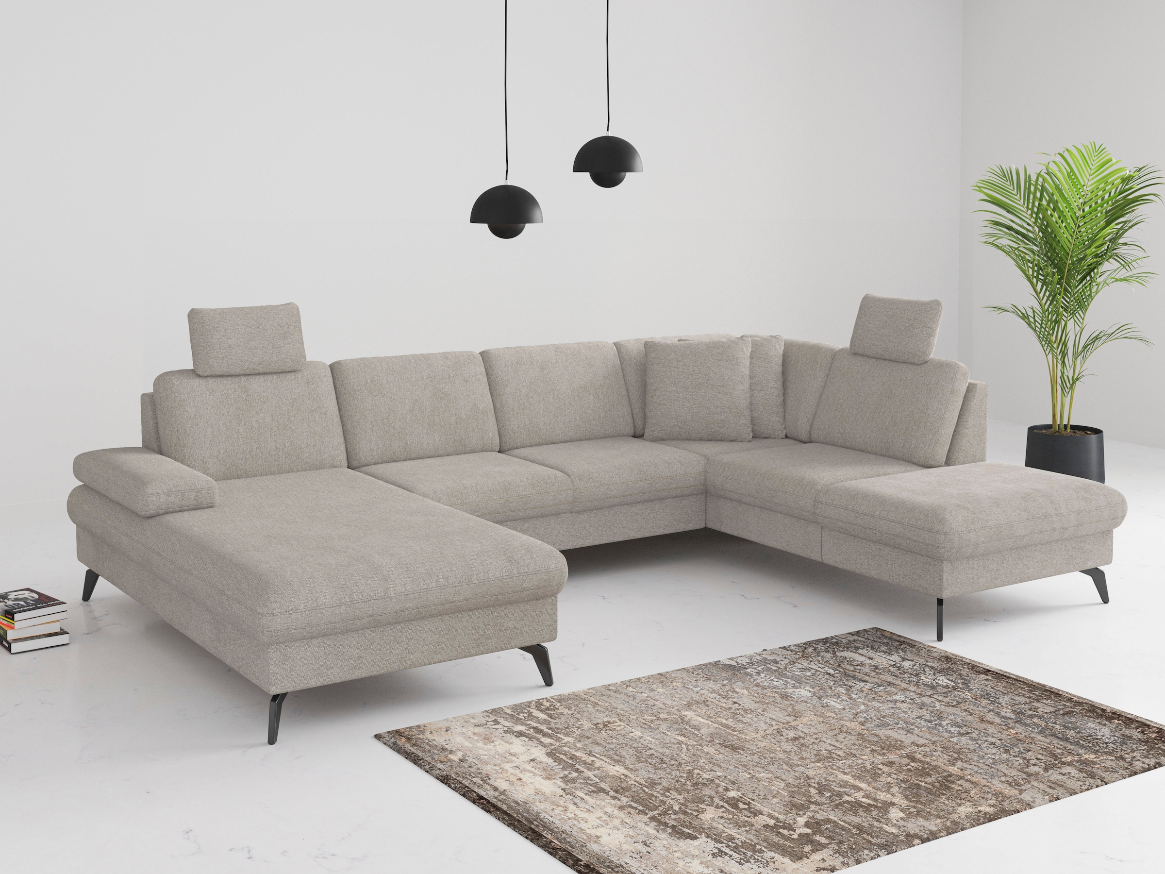 sit&more Wohnlandschaft »Morris Jubi U-Form«, inkl. Armteilfunktion und 1 Zierkissen, wahlweise mit Bettfunktion