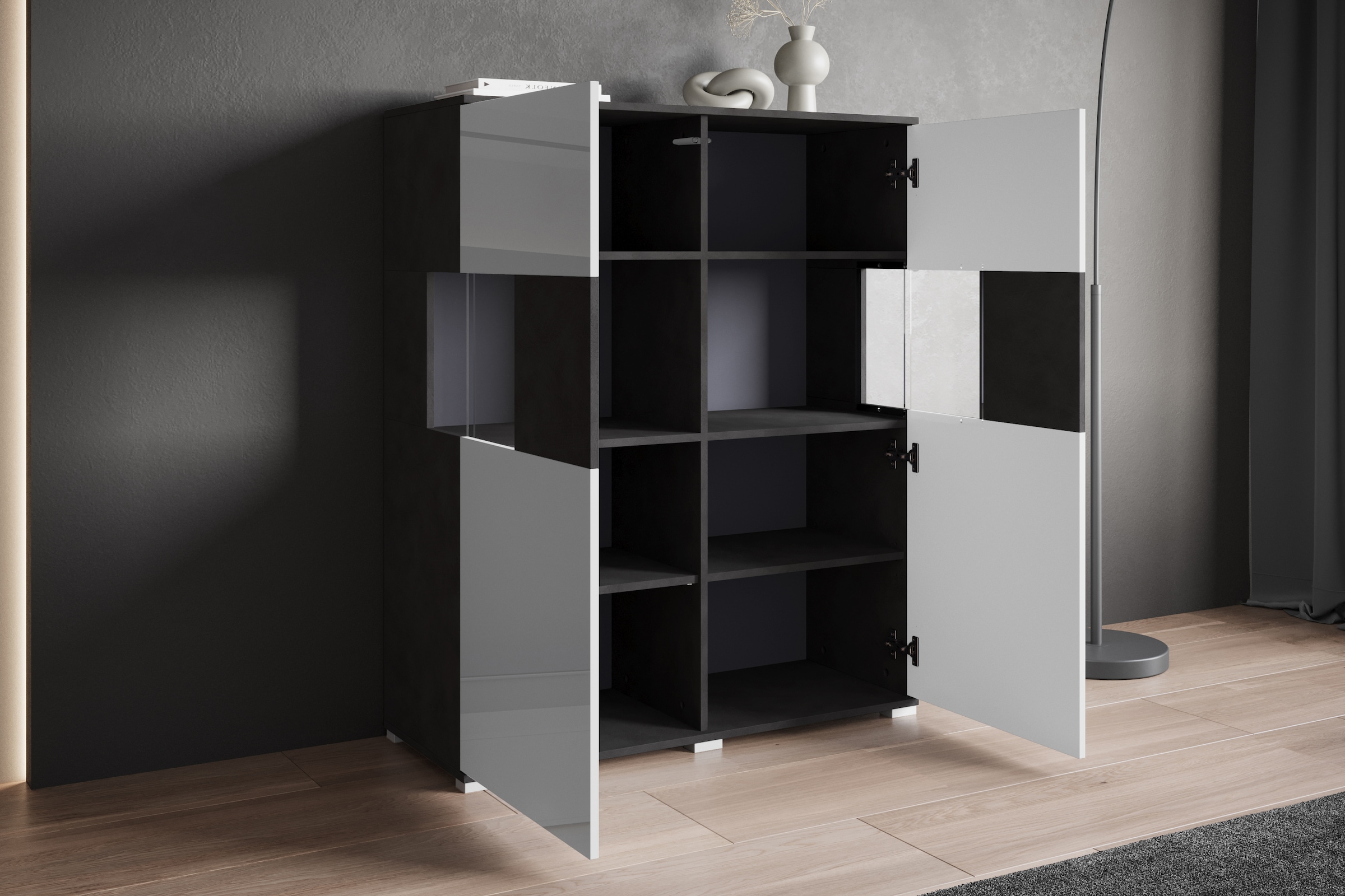 INOSIGN Highboard »Kenia«, Modernes Highboard mit Glastüren, Breite 100 cm