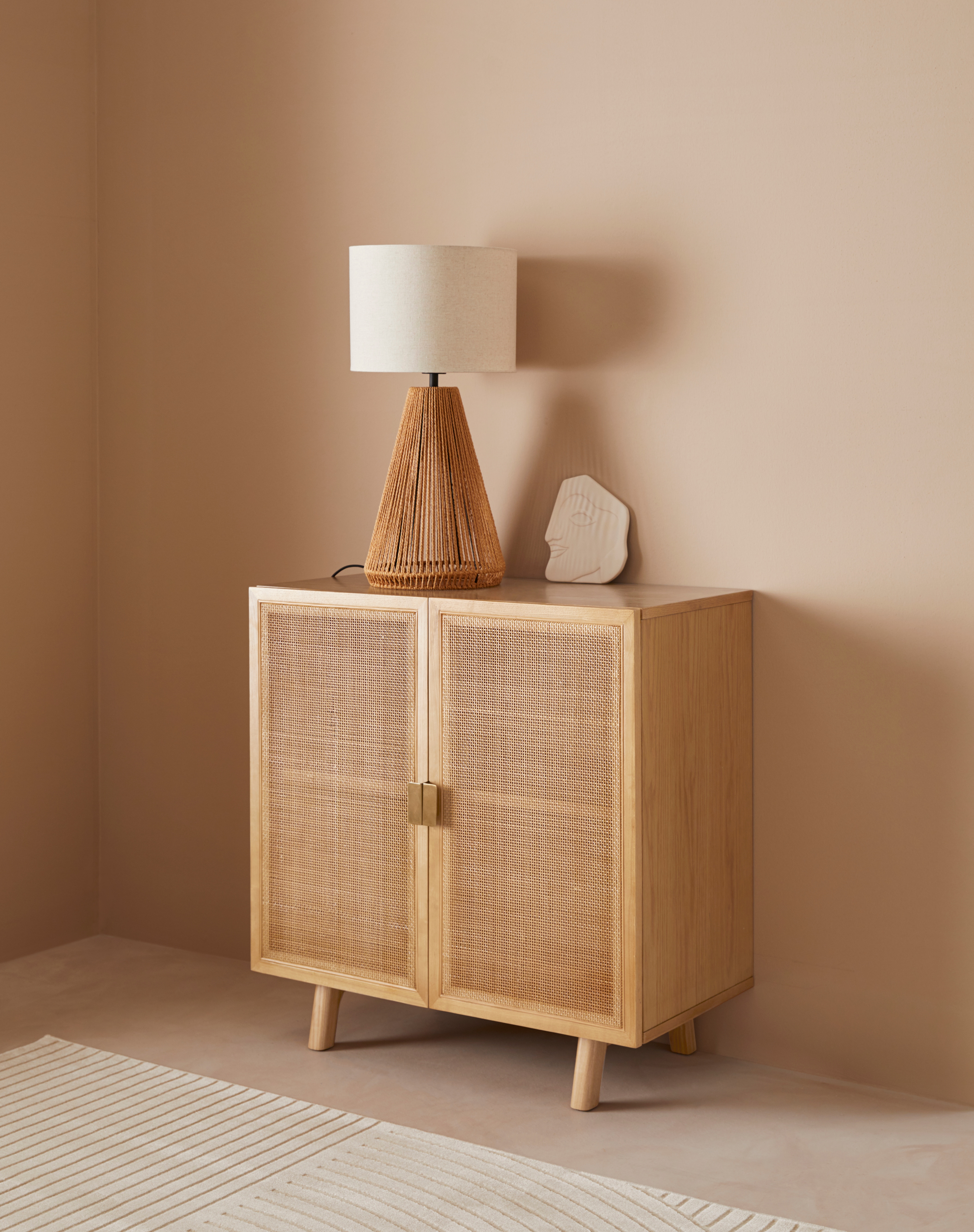 LeGer Home by Lena Gercke Sideboard "Lina" TOPSELLER Viel Stauraum, Mit Rattan Einsatz, 2 Innenfächer, teilmassiv