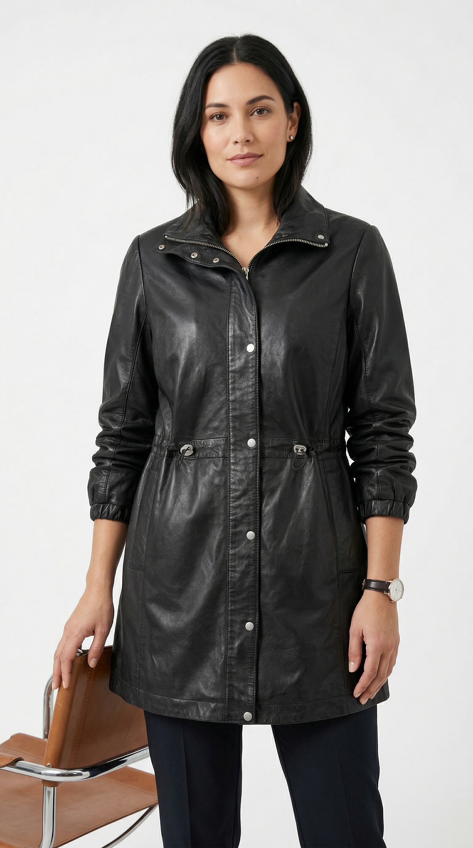 Mauritius Lederjacke "MWCharlott" Mantel mit verstellbarer Taille günstig online kaufen