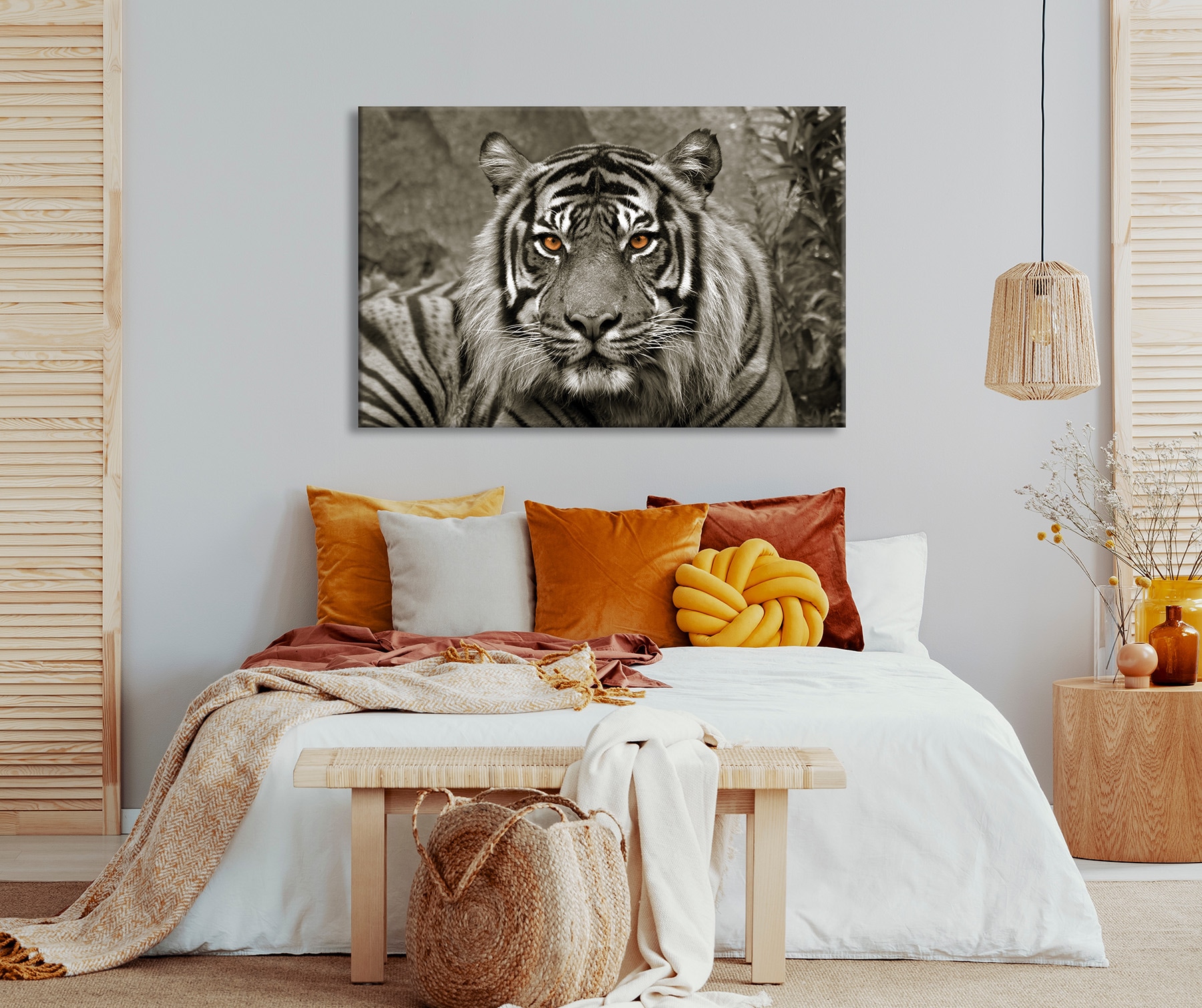 Bönninghoff Leinwandbild »Wandbild TIGER 78x118 cm – Leinwandbild Keilrahmen Deko modern« Raubkatzen | Tiger | Wildtiere 1 Stk. tlg. auf Keilrahmen gespannt