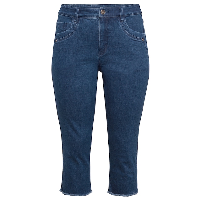 Sheego 3/4-Jeans »Große Größen«, mit Fransen am Saum für bestellen | BAUR