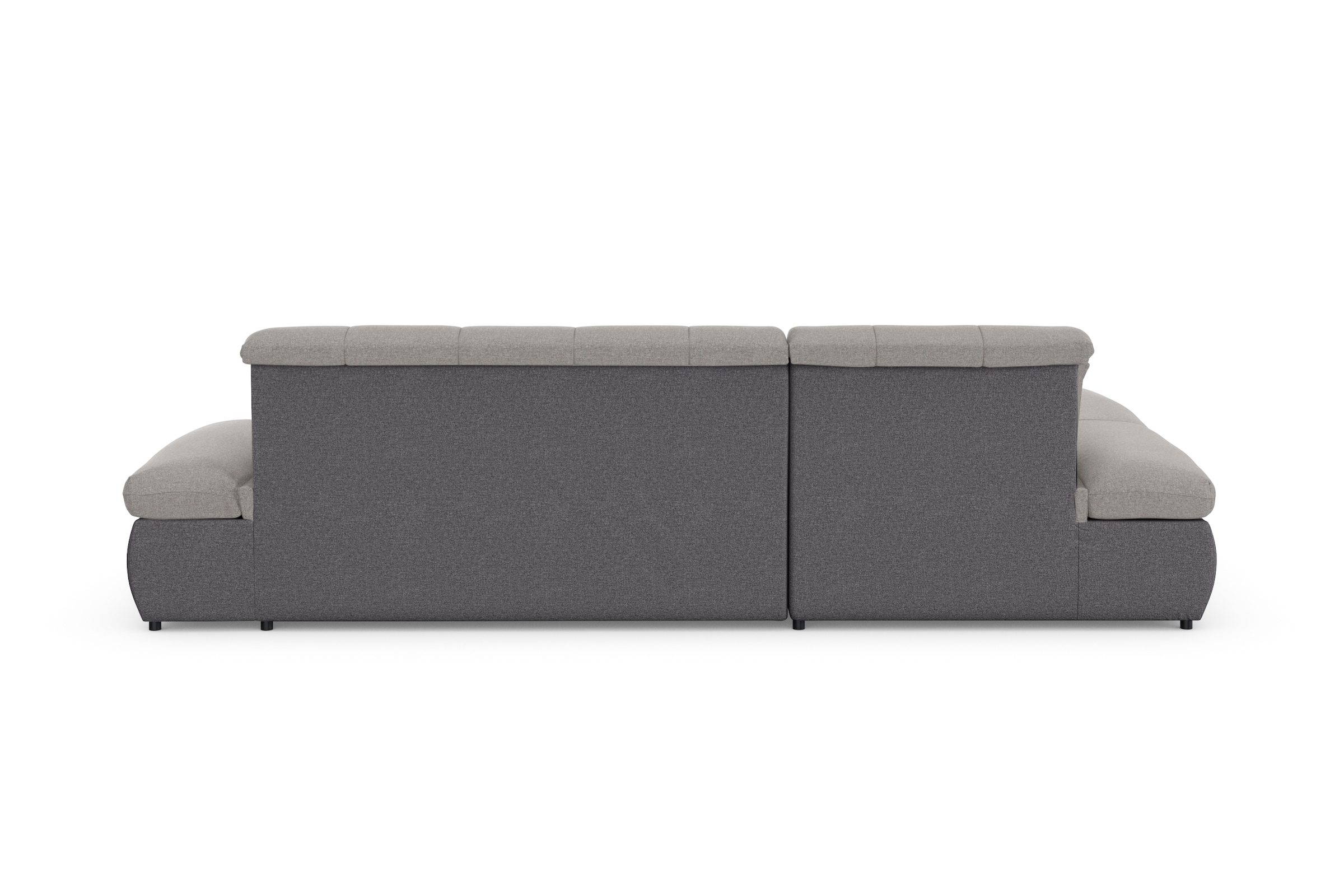 DOMO collection Ecksofa »Moric, L-Form, XXL-Sofa - Breite 300cm«, wahlweise mit Bettfunktion und Armteilverstellung, grau-silber
