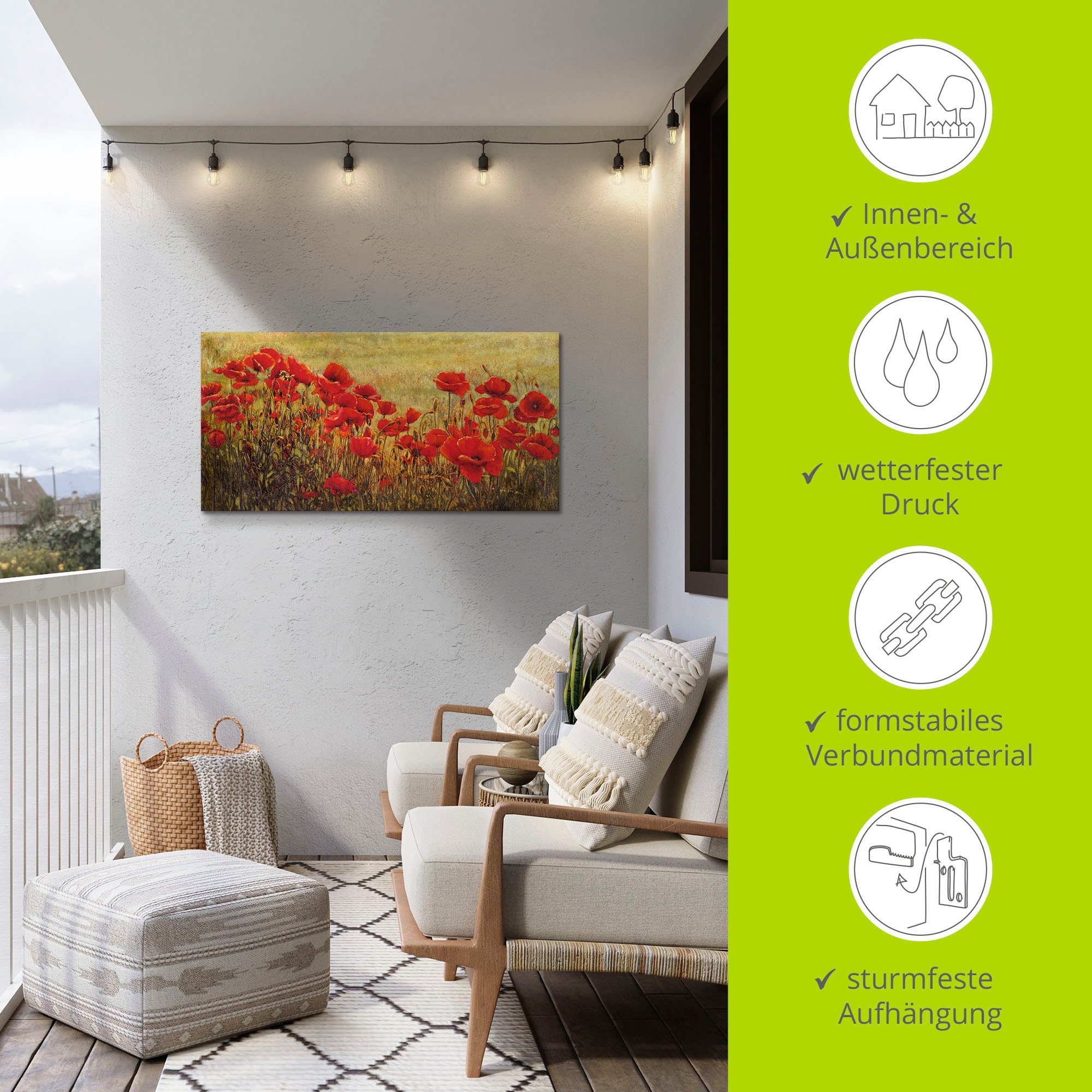 Artland Wandbild »Mohnfeld«, Blumenwiese, (1 St.), als Alubild, Outdoorbild, Leinwandbild in verschied. Größen