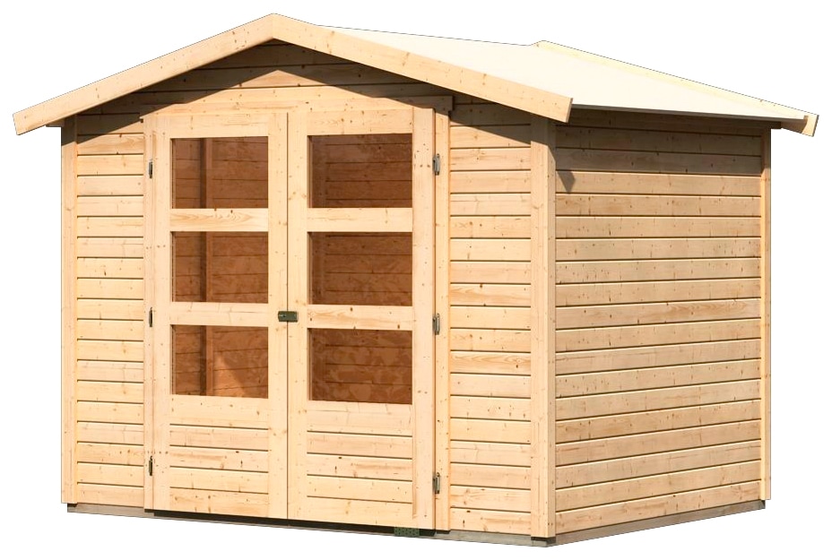 Karibu Gartenhaus »Amberg 3«, (Set), anthrazit, naturbelassen oder terragrau
