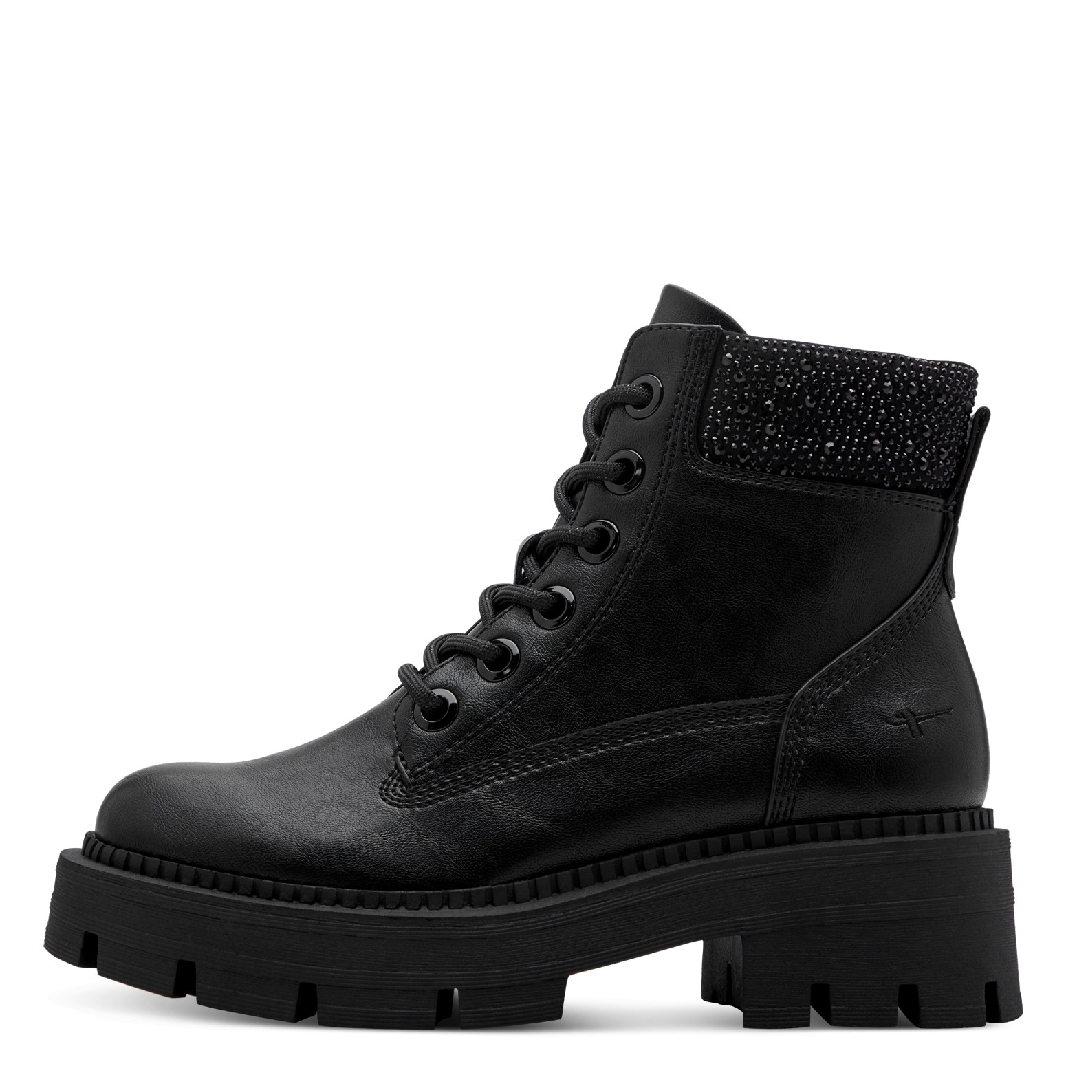 Tamaris Schnürboots  , Blockabsatz, Schnürstiefelette mit glänzenden Strasssteinen besetzt