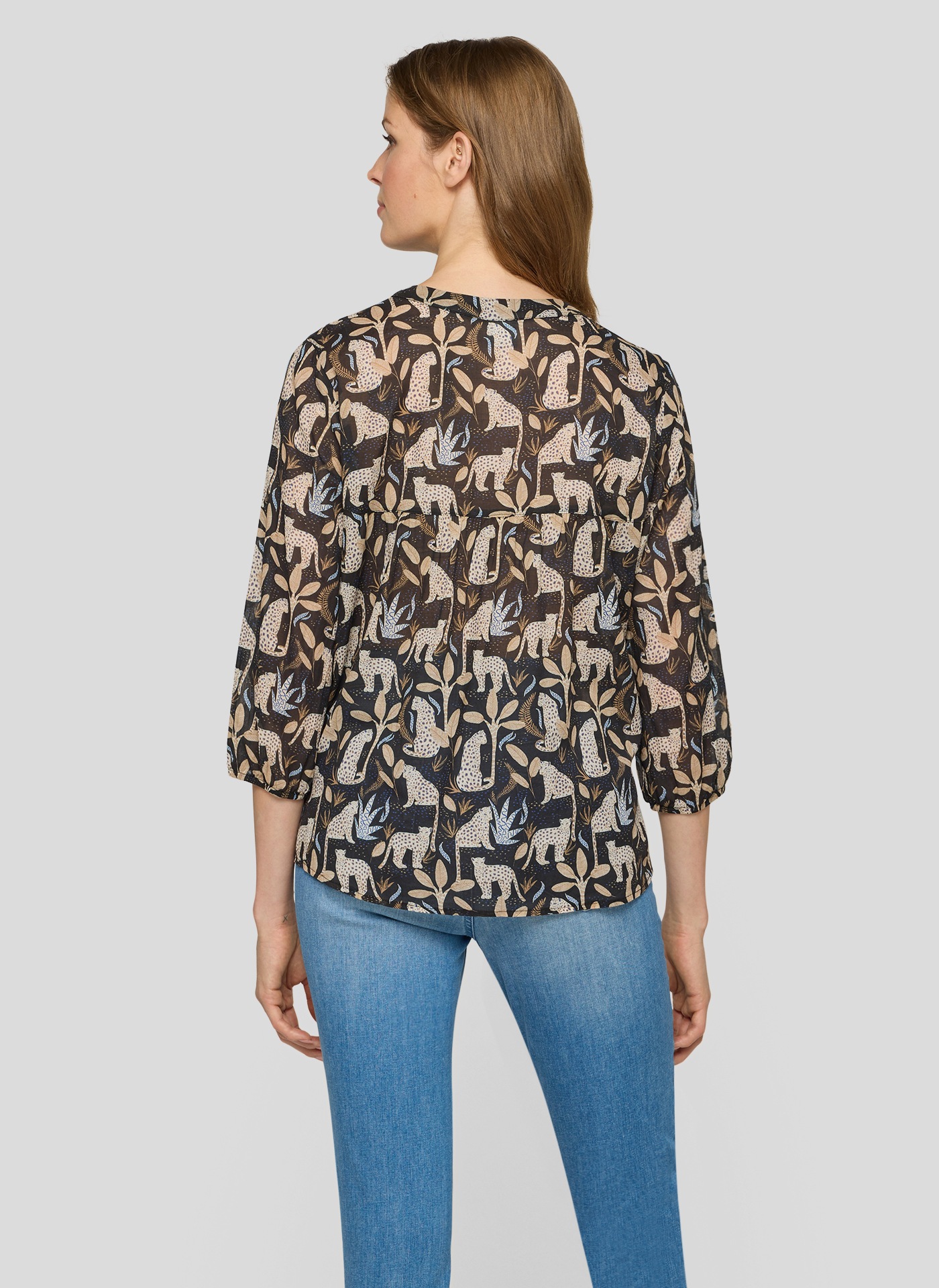 Rabe Druckbluse mit floralem Muster und Splitneck günstig online kaufen