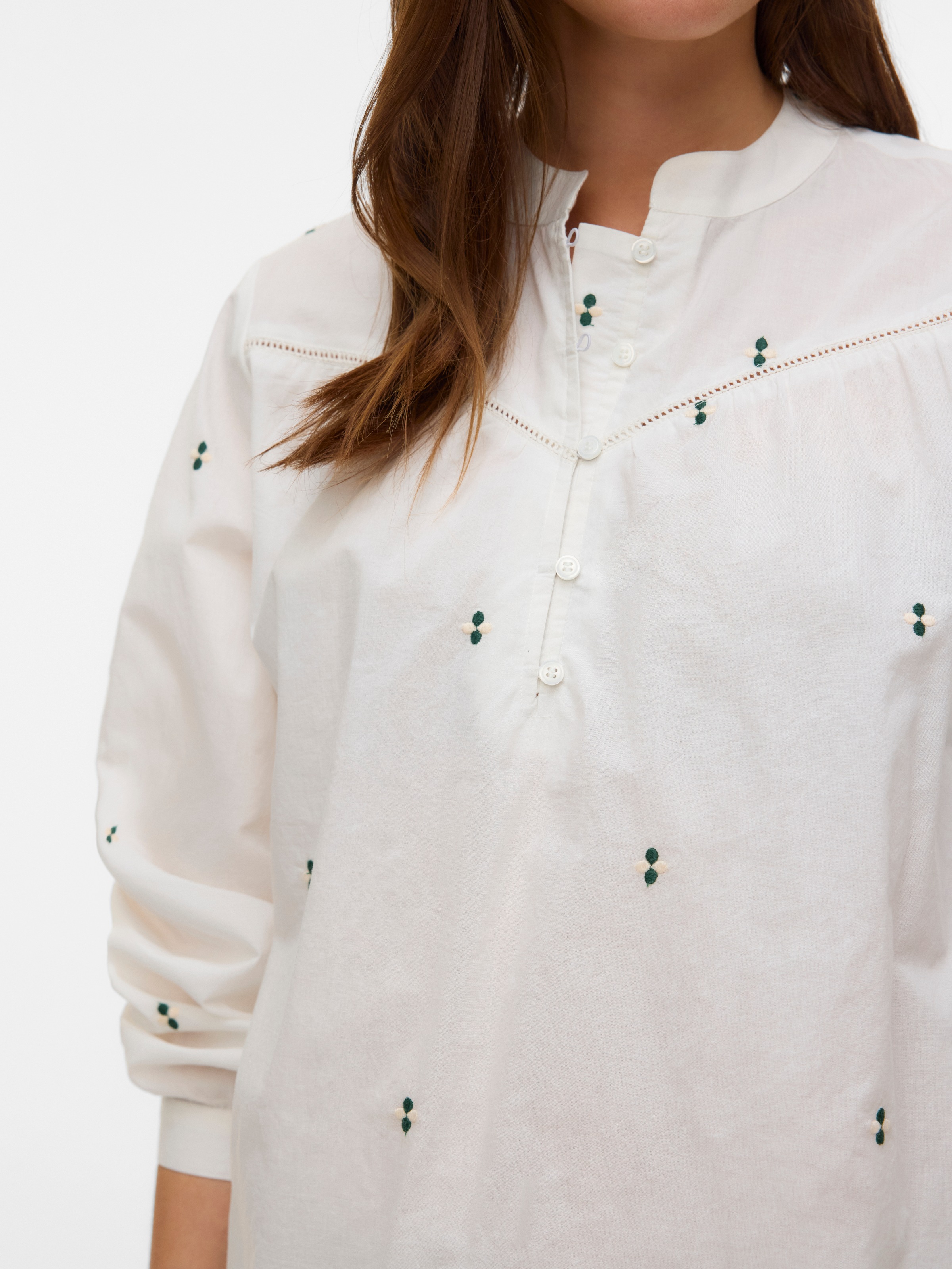 Vero Moda Iris Long Sleeve Blouse White Green M 2