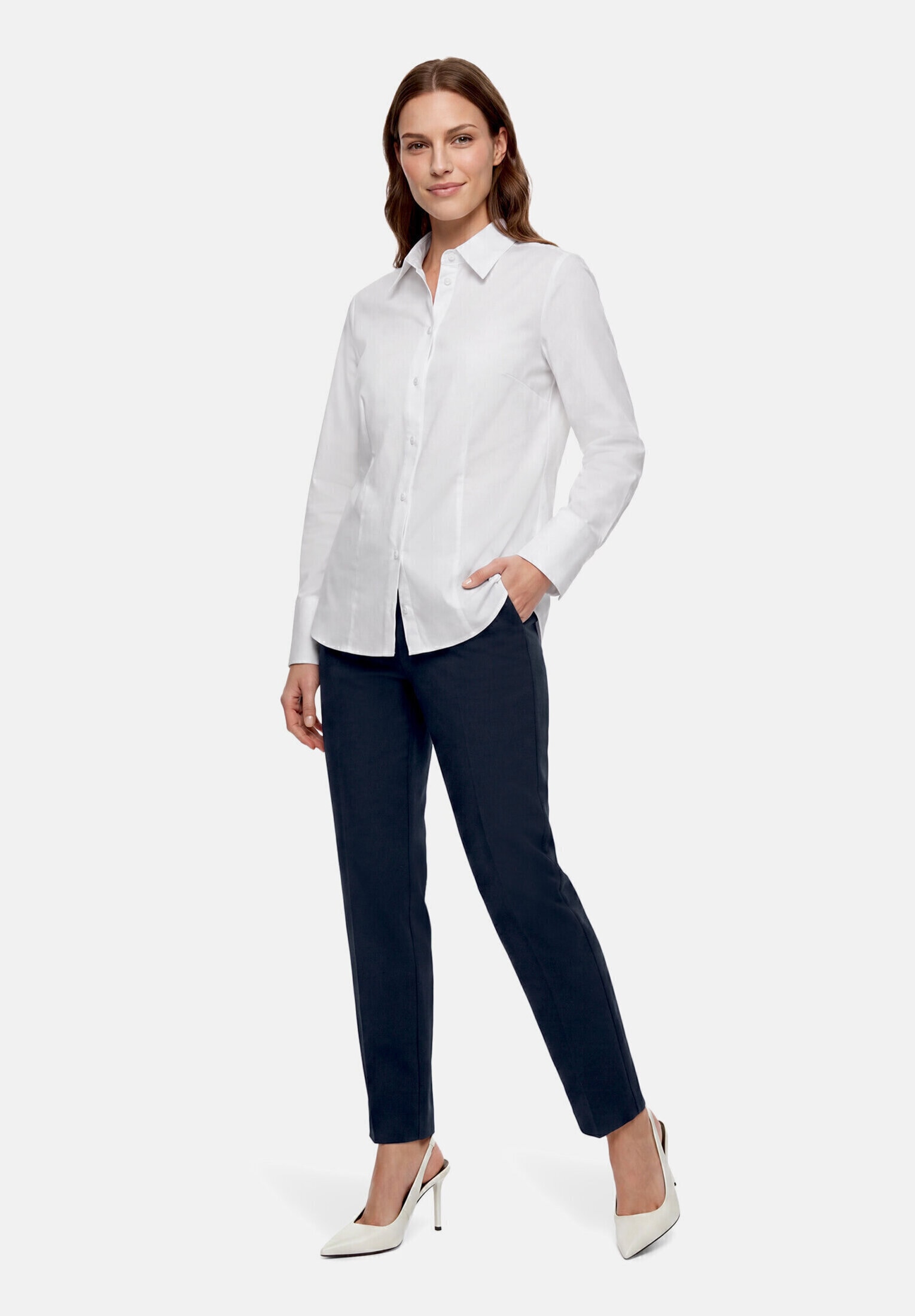 "Bügelfaltenhose BETTY BARCLAY ""Damen mit Bügelfalte"", Damen, Gr. 46, Normalgrößen, blau (dunkelblau), Obermaterial: 86% Polyester, 14% Elasthan