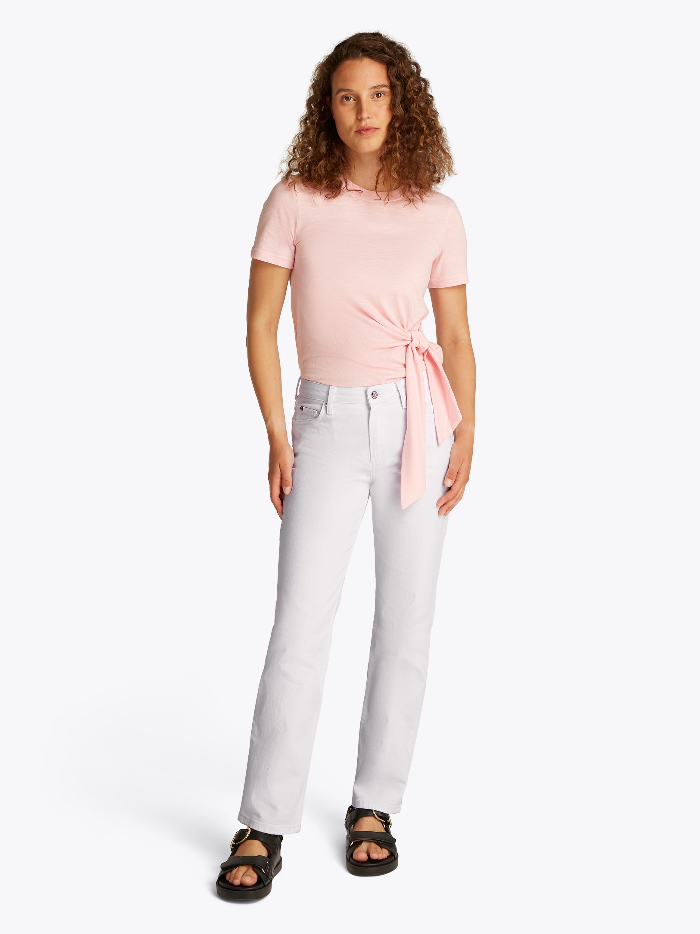 Tommy Hilfiger Straight-Jeans »CLASSIC STRAIGHT RW ECRU«, mit Logo-Badge, in Knöchellänge