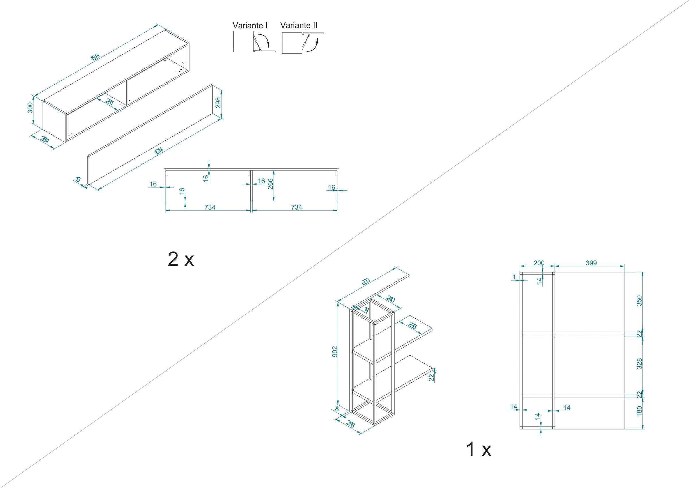 INOSIGN Wohnwand »LARGO«, (Set, 3 St.), Klappen mit Push to open-Funktion