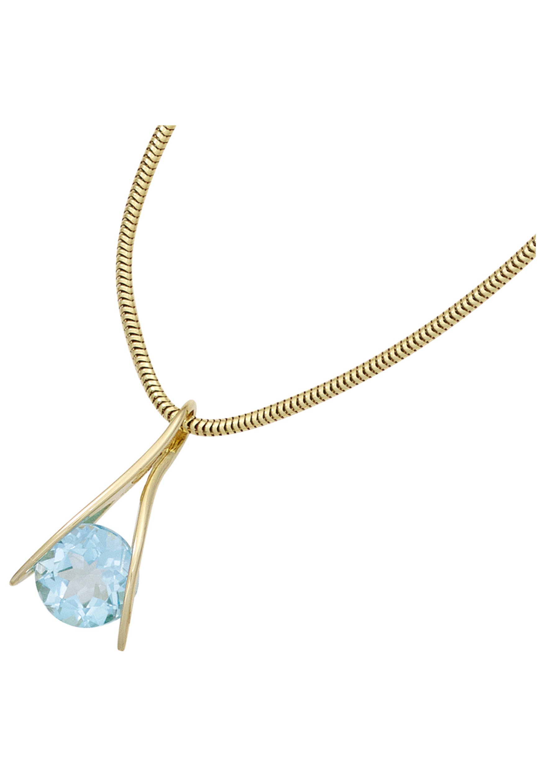 JOBO Kettenanhänger »Anhänger Goldanhänger 20 mm«  375 Gold mit Blautopas