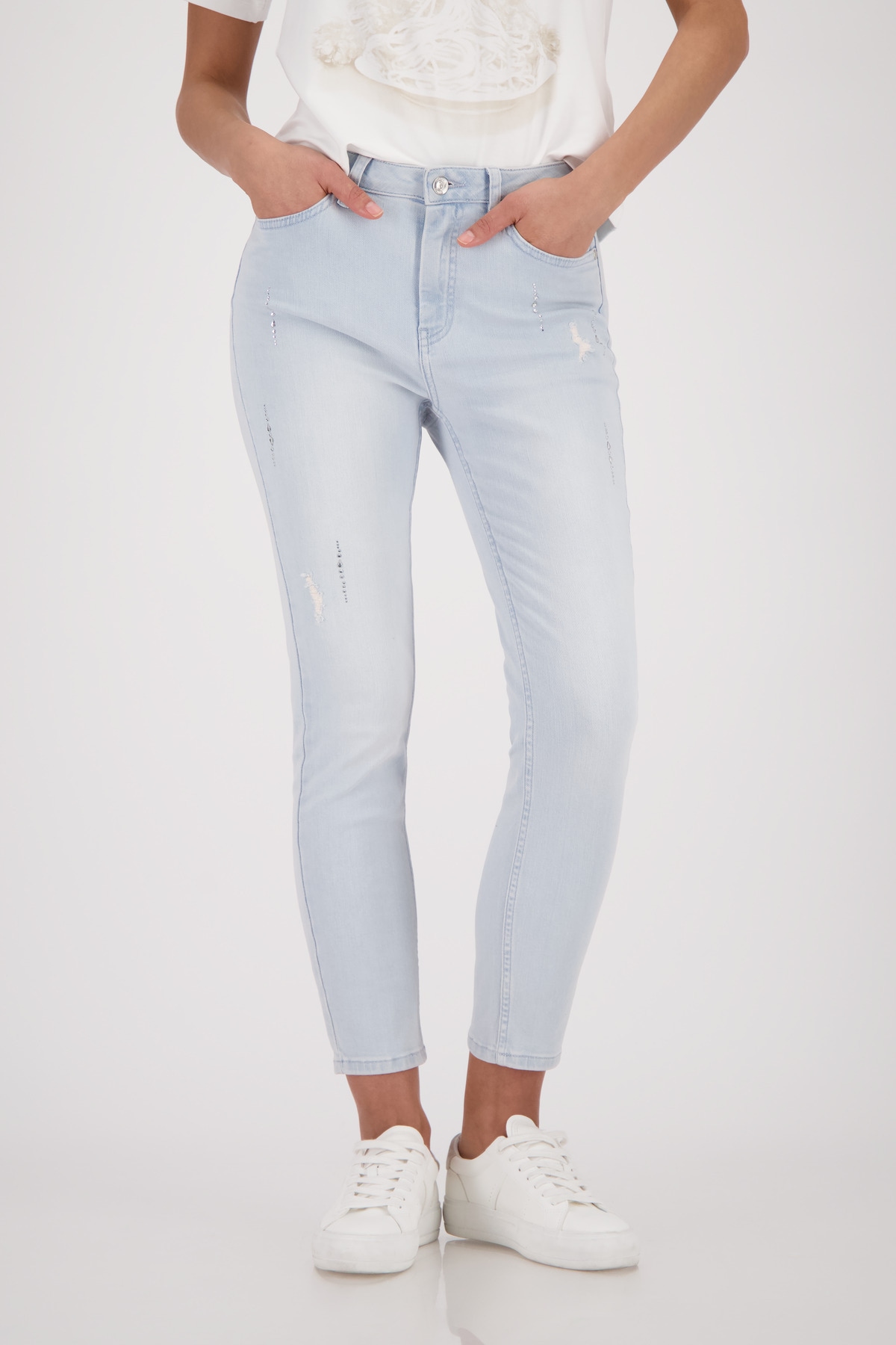 Monari 7/8-Jeans "Basic" mit strahlenden Strasssteinen, 5-Pocket-Form günstig online kaufen