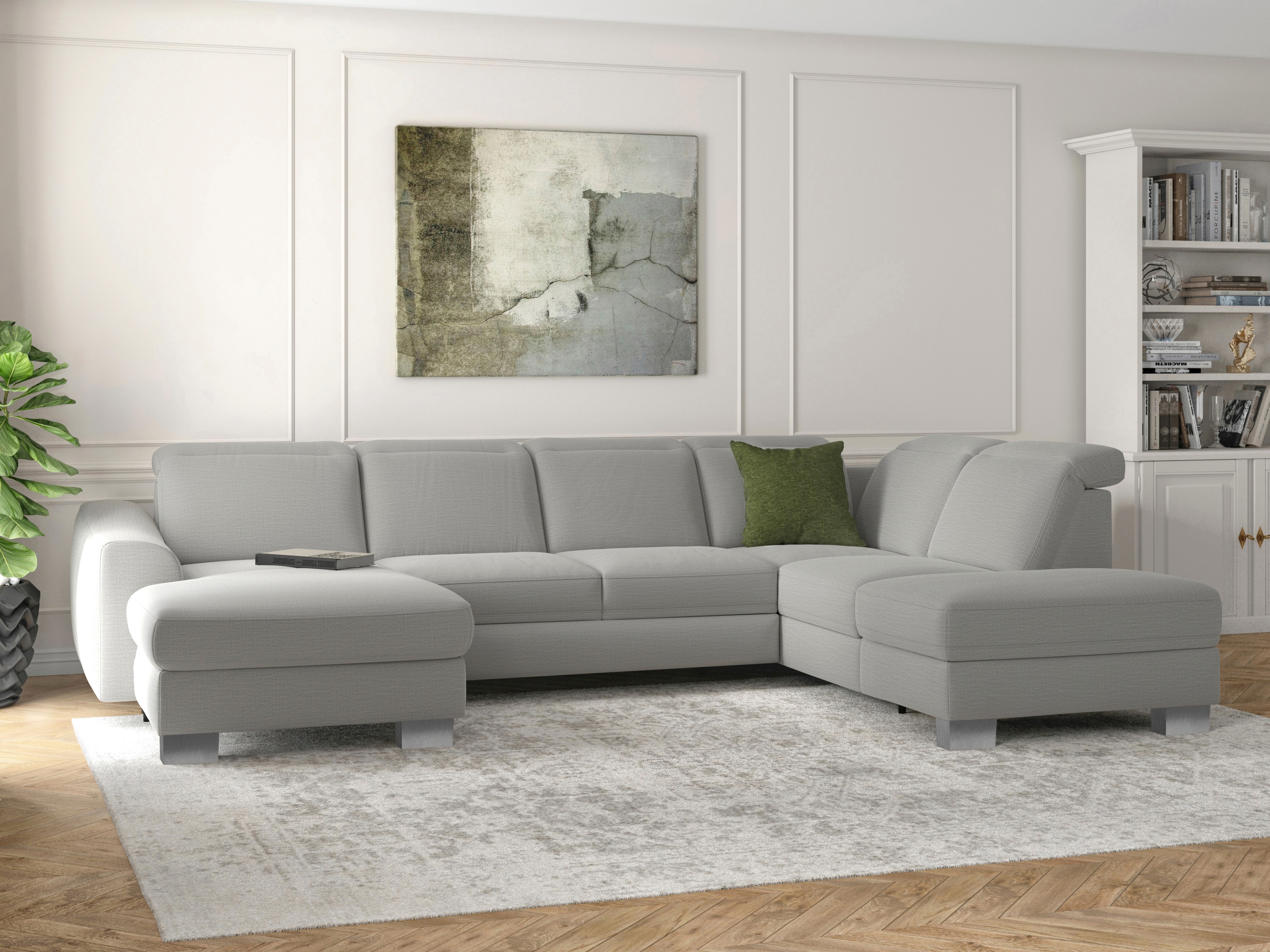 Thumbnail - sit&more Wohnlandschaft "Dundee U-Form" mit Federkern und Edelstahlfüßen, wahlweise mit Kopfteilverstellung