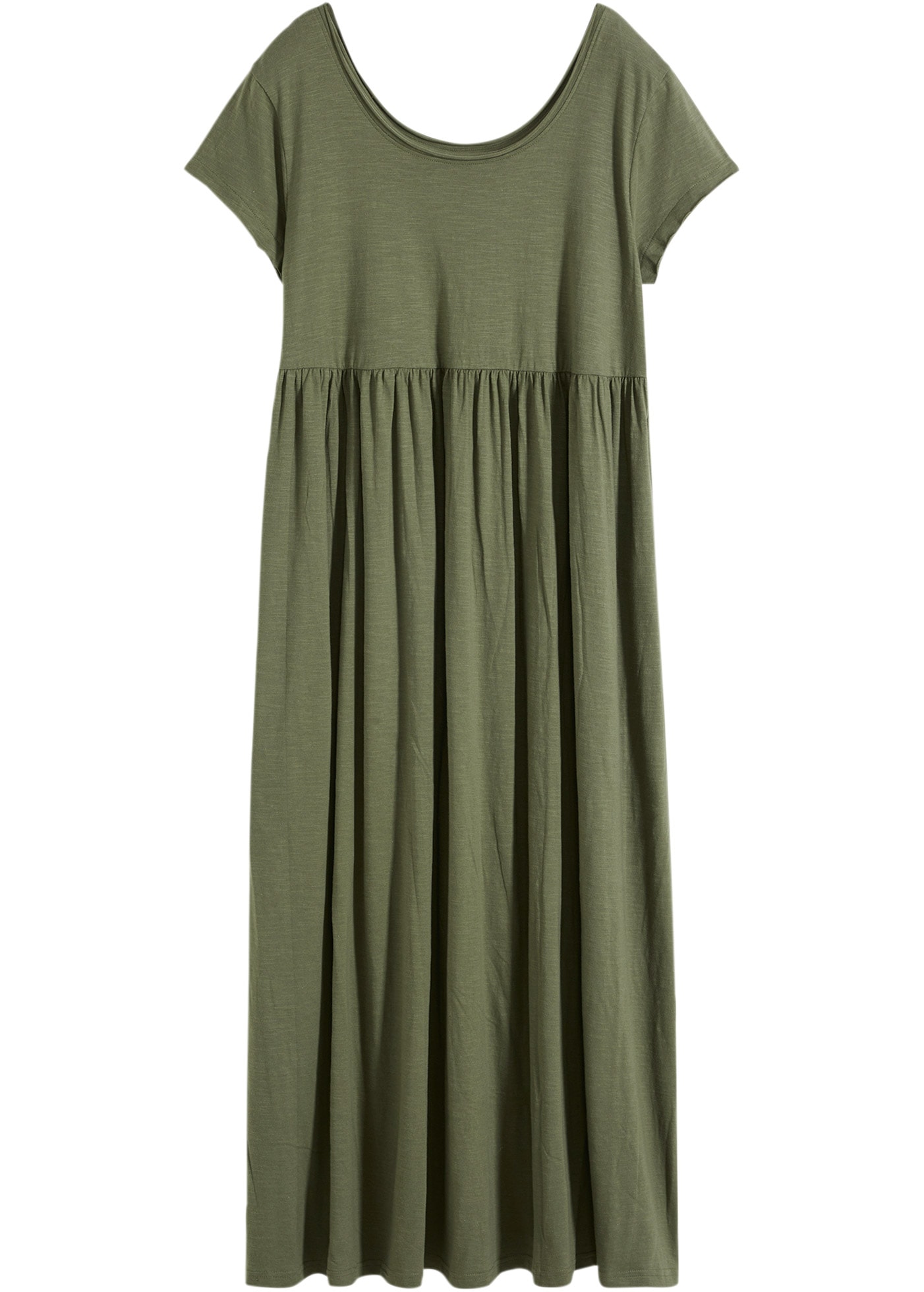 bonprix Midikleid »Midikleid aus reiner Baumwolle« aus reiner Baumwolle, lockere Passform, mit Schlitzdetail