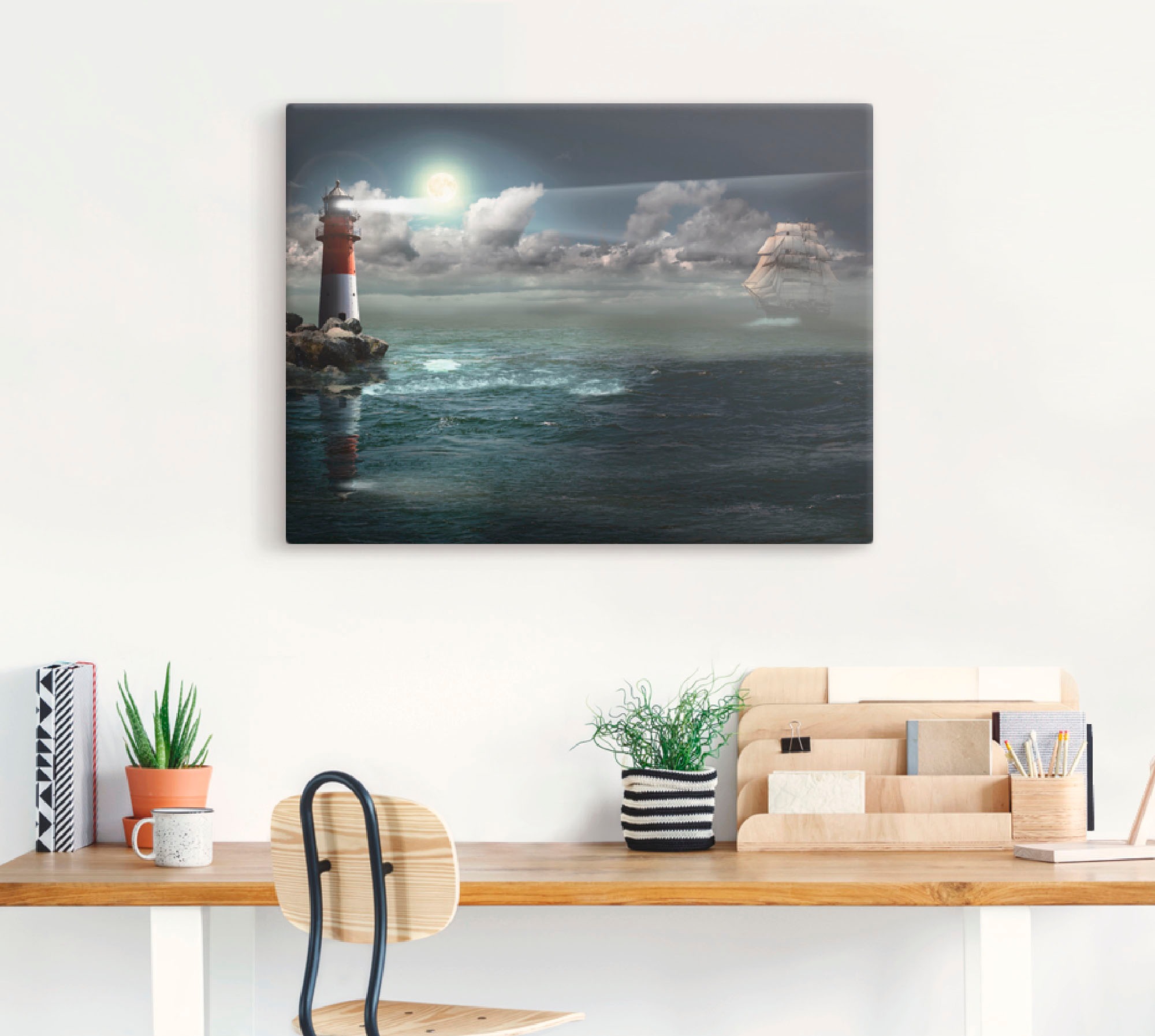 Artland Wandbild "Leuchtturm unter Beleuchtung" Gebäude 1 Stk. tlg. als Lei günstig online kaufen