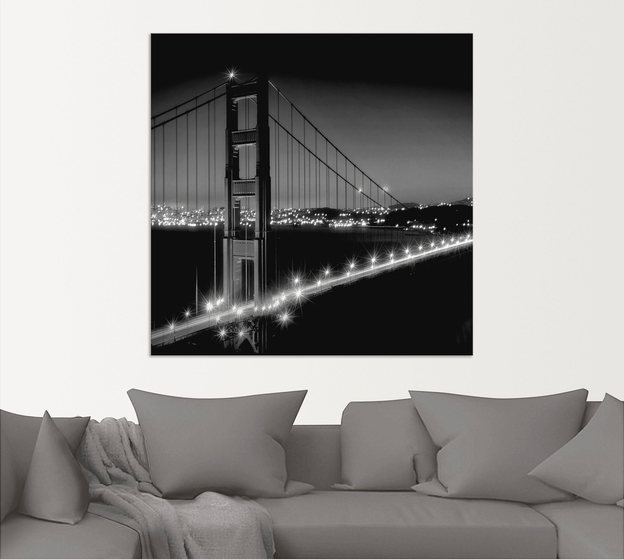 Artland Leinwandbild »Golden Gate Bridge am Abend I«, Amerika, (1 St.), auf Keilrahmen gespannt