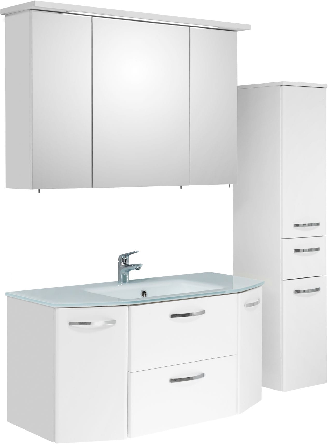 Saphir Badmöbel-Set "Quickset 326, 4-teilig, mit Glaswaschtisch" 4 Stk. tlg.