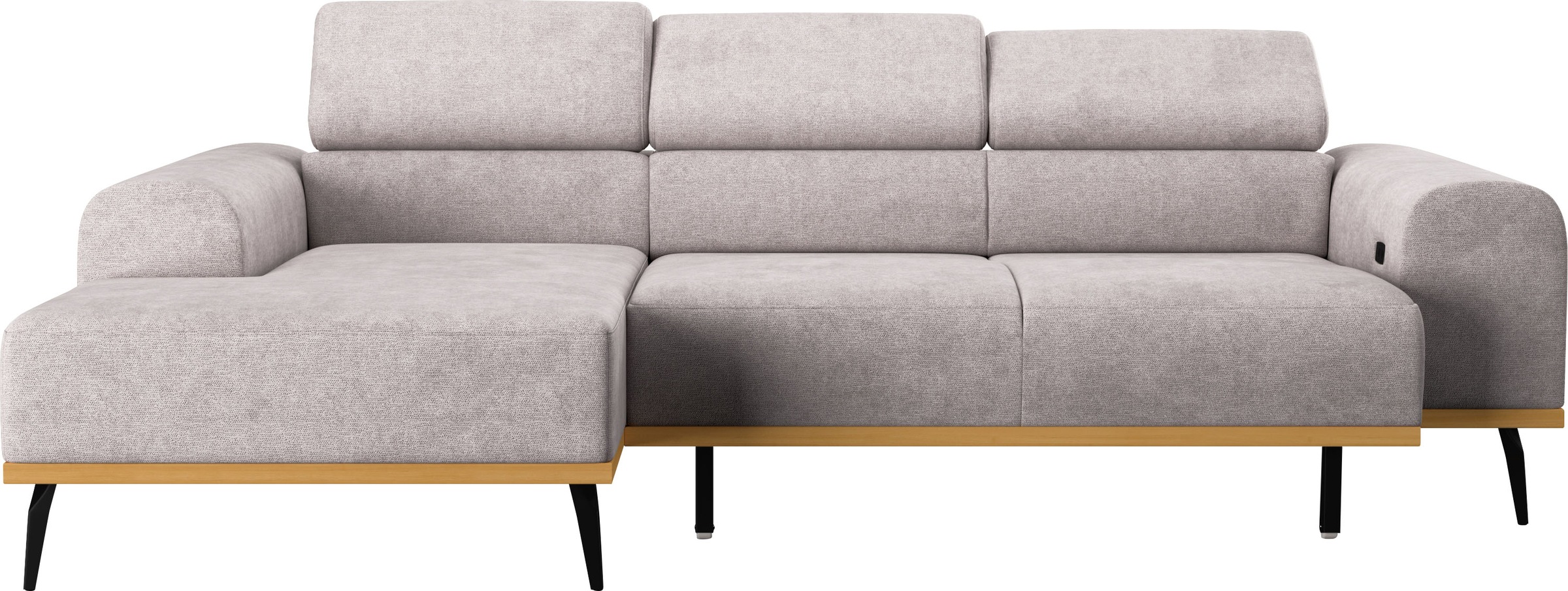Places of Style Ecksofa »Carlo L-Form«, mit Kopfteilverstellung & Holz-Rahmenoptik, optional Relaxfunktion