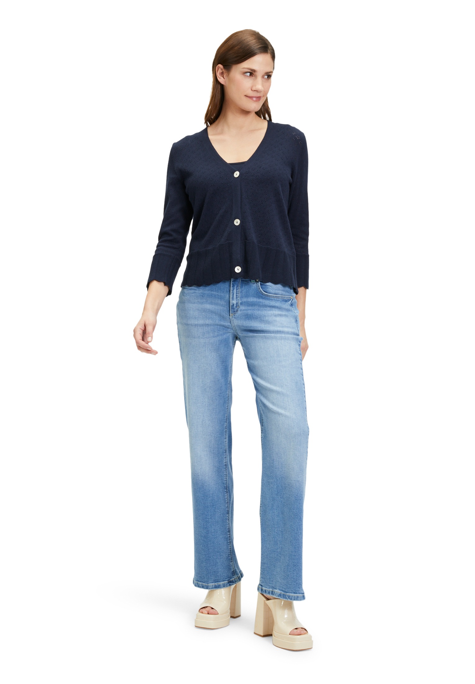 Cartoon Strickjacke »Cartoon Strick-Cardigan mit V-Ausschnitt«, Ajourmuster